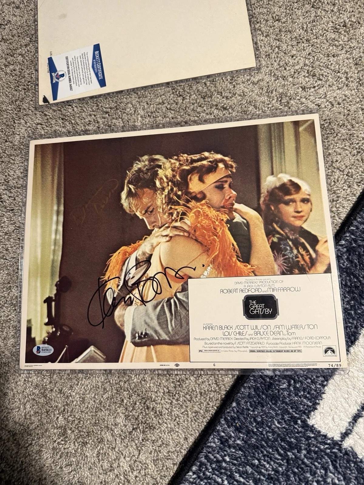 Karen Black — The Great Gatsby 1974 Original Color Lobby Card - Signed with BAS COA
