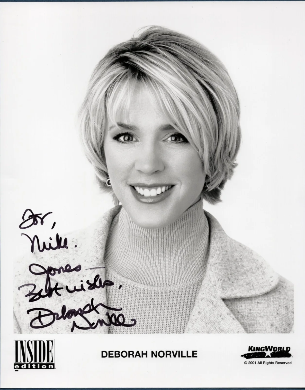 Deborah Norville — Deborah Norville Autographed 8x10 Signed Photo & Letter from "Inside Edition"
