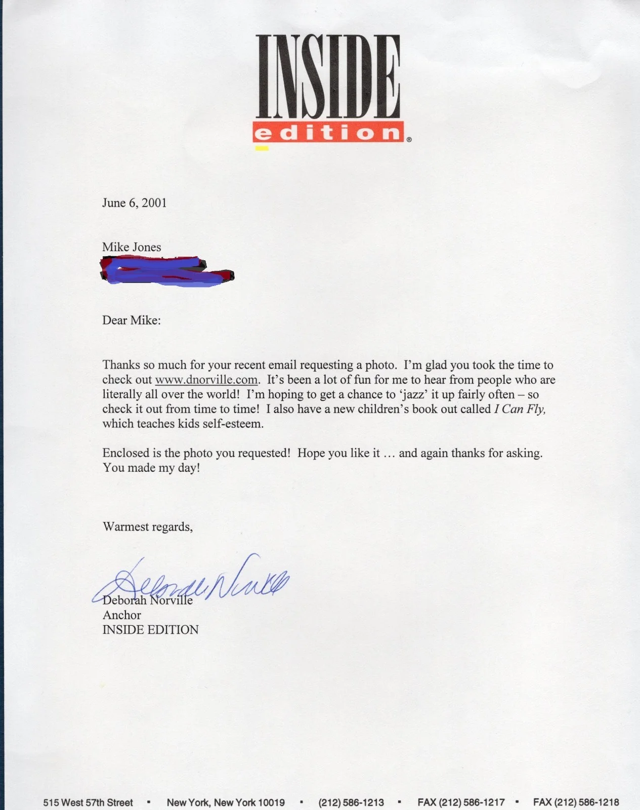 Deborah Norville — Deborah Norville Autographed 8x10 Signed Photo & Letter from "Inside Edition", image 2