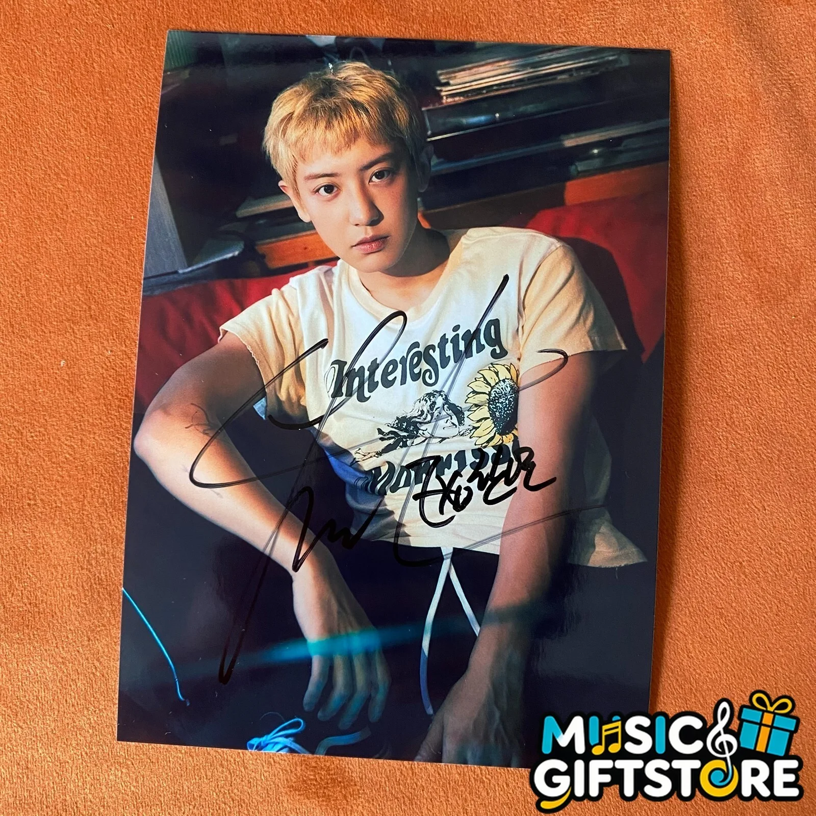 EXO Park Chanyeol Autographed Photo Black Out K-POP Collection 4*6 2024 #MUGS, image 4
