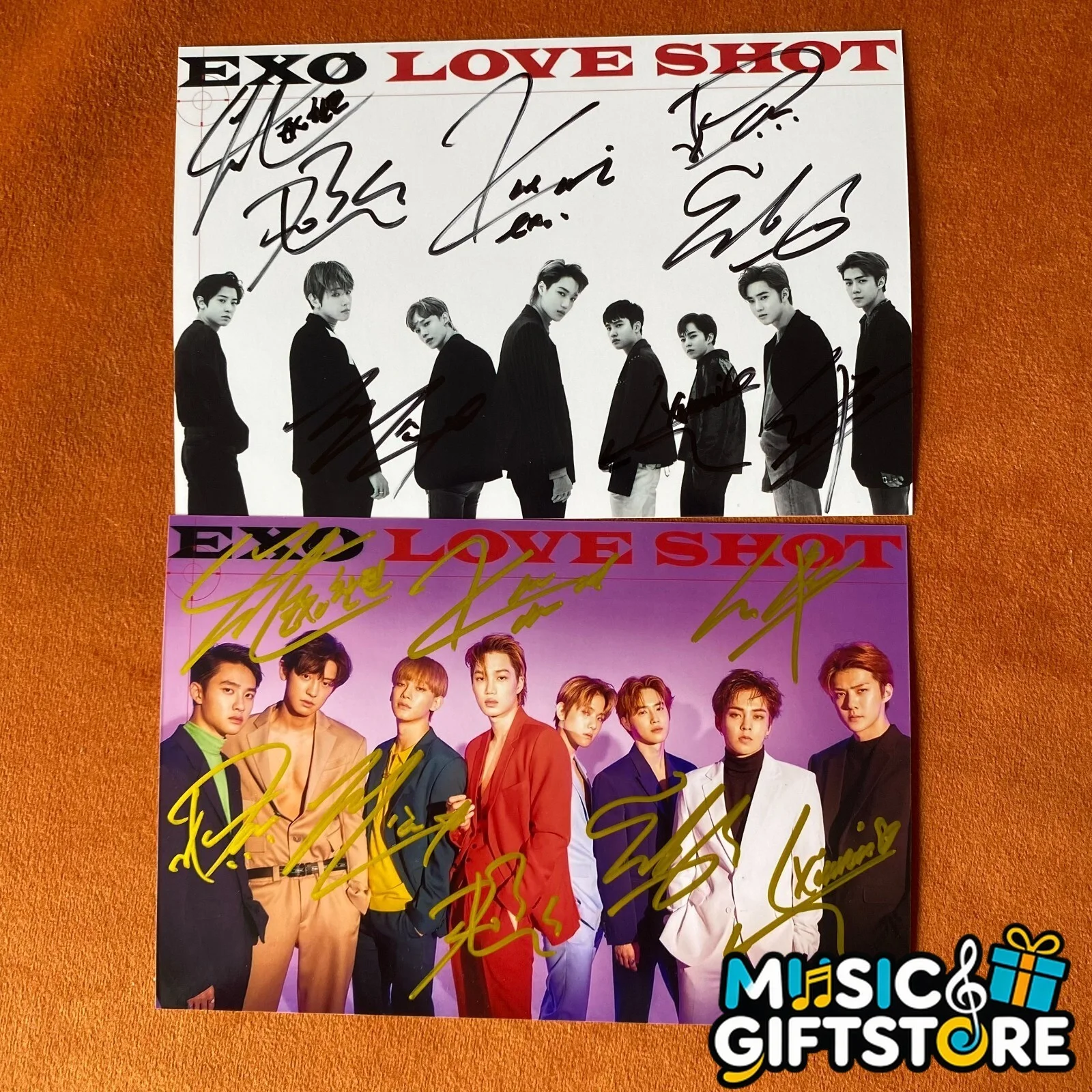 EXO Autographed Signed Photo ALL MEMBERS Autographs LOVE SHOT 4*6 K-POP 2020 #MU, изображение 2