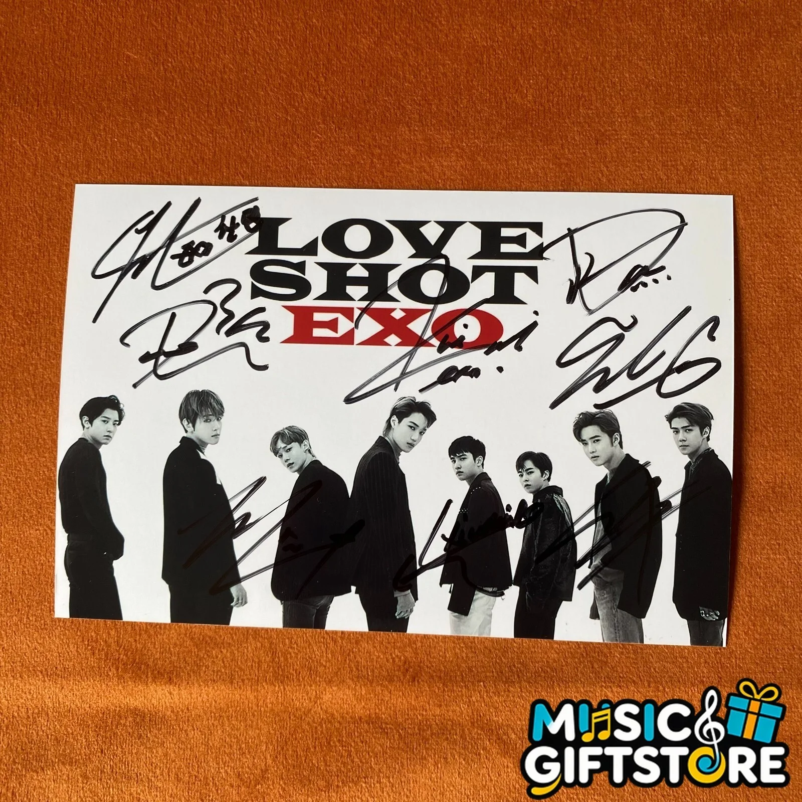 EXO Autographed Signed Photo ALL MEMBERS Autographs LOVE SHOT 4*6 K-POP 2020 #MU, изображение 3