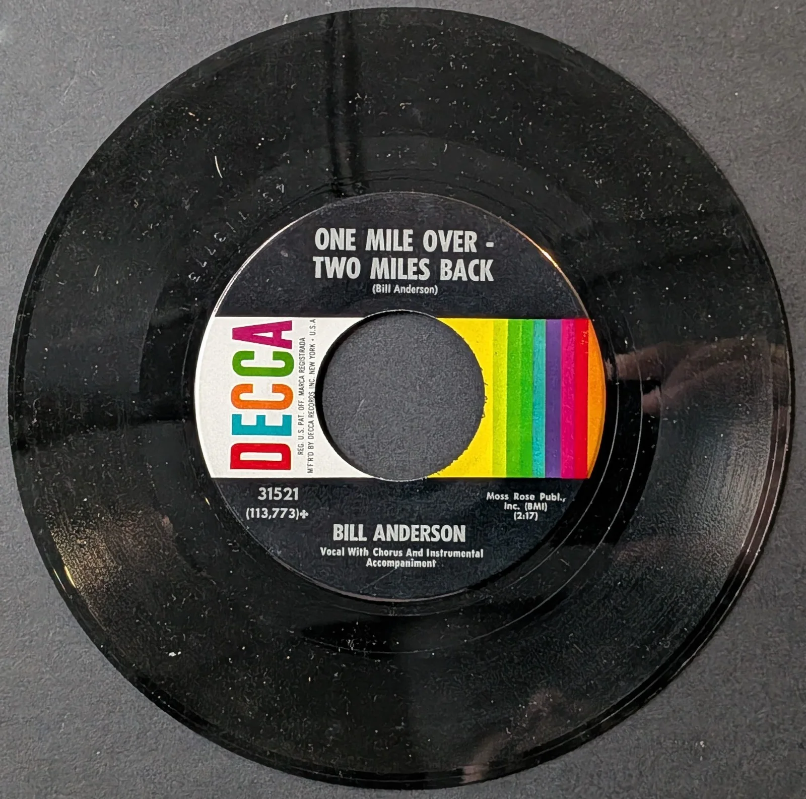 Bill Anderson Signed Autographed Sleeve Single One Mile Over Two Miles Back, image 4