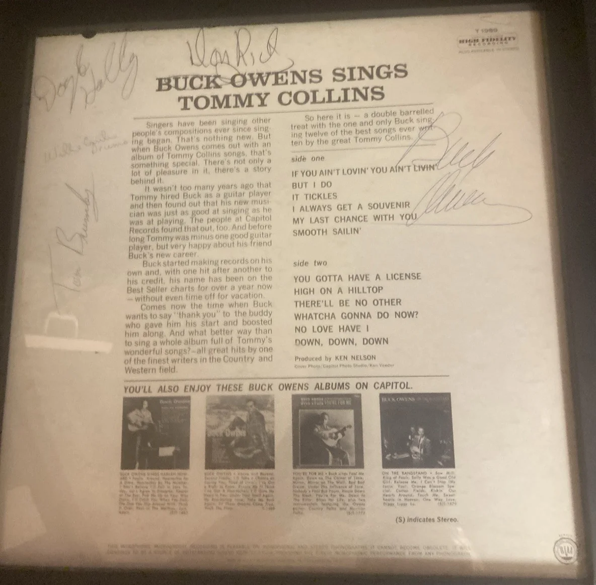 BUCK OWENS & HIS BUCKAROOS / BAND SIGNED ALBUM /CLASSIC LINEUP / MEGA RARE / JSA, изображение 2