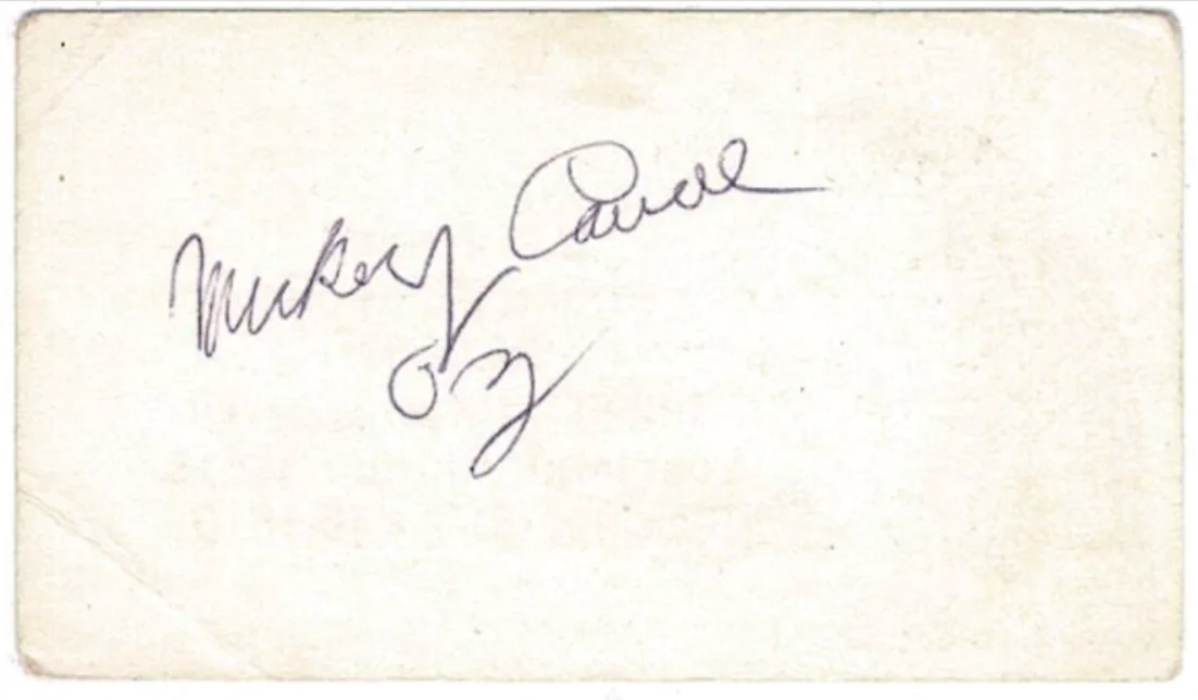 Louis Hayward — Mickey Carroll Actor Autographed Signed Business Index Card AMCo COA 21901
