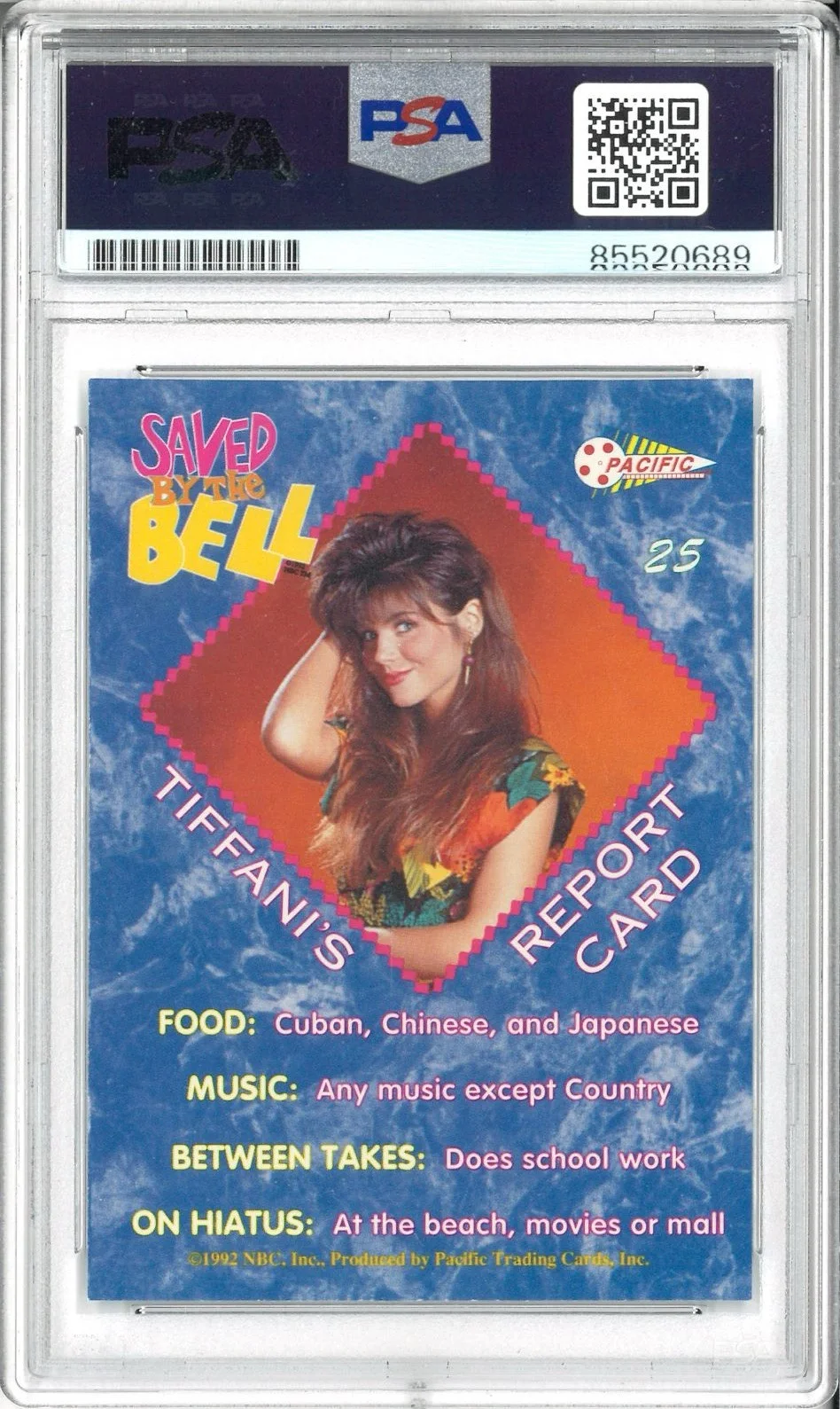 Tiffani Amber Thiessen — Tiffani Thiessen Signed Auto Slabbed 1992 Pacific Saved By The Bell Card PSA DNA, изображение 2