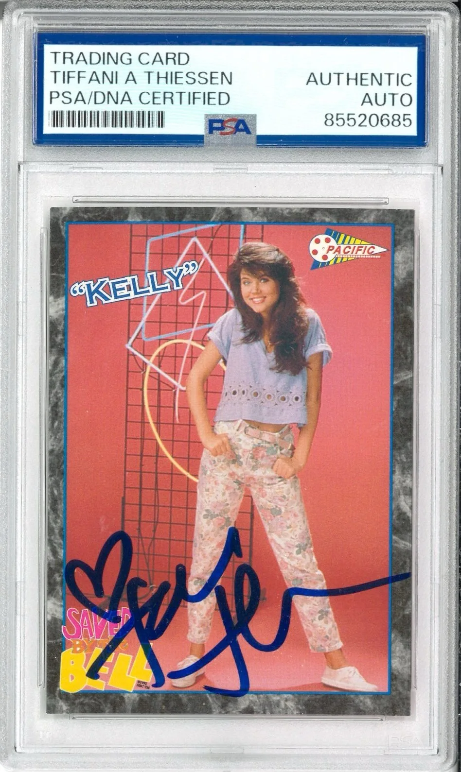 Tiffani Amber Thiessen — Tiffani Thiessen Signed Auto Slabbed 1992 Pacific Saved By The Bell Card PSA DNA