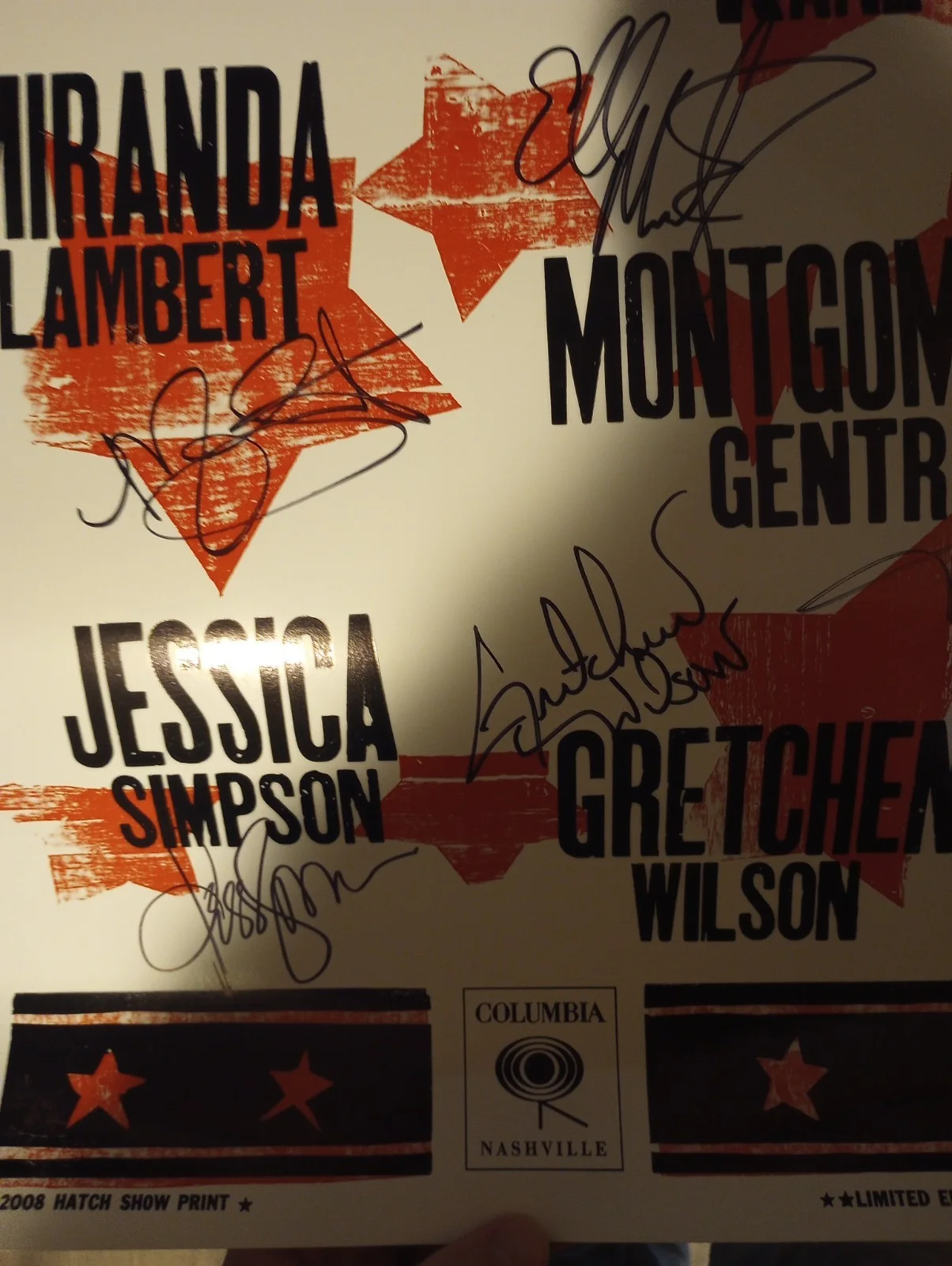 2008 Signed Poster Miranda Lambert Jessica Simpson Montgomery Gentry HATCH PRINT, изображение 4