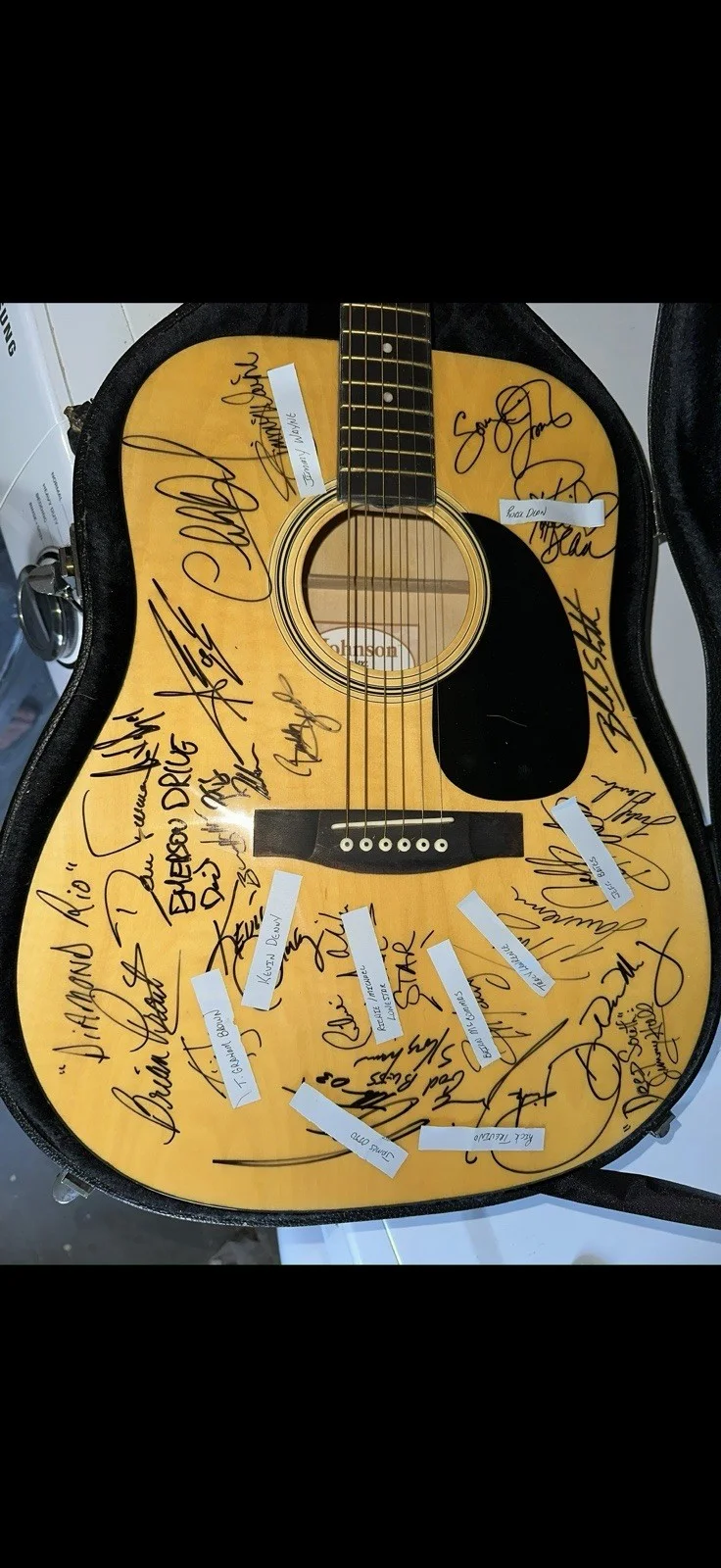 Original Autographed Guitar & Pick with Multiple Signatures, image 2