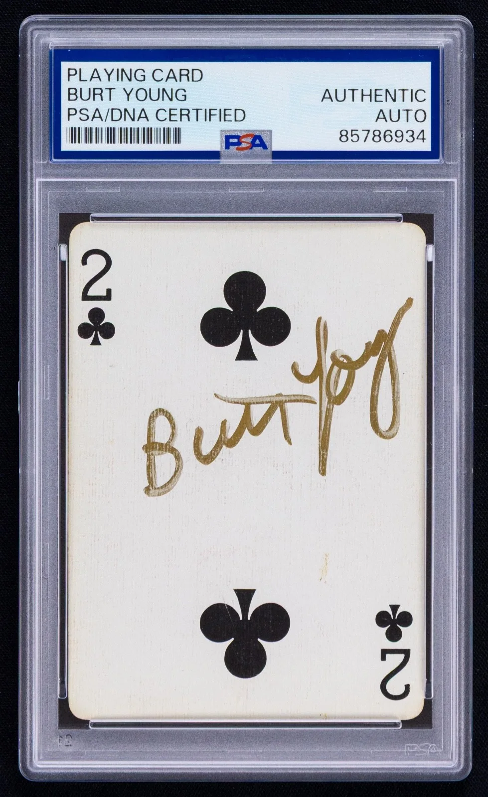 Burt Young — Burt Young Signed Playing Card (PSA) Paulie Pennino in Rocky Auto 2 of Clubs