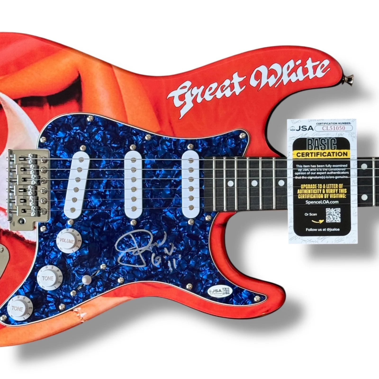 Jack Russell Signed Guitar Custom Graphics JSA COA Great White Twice Shy, image 2