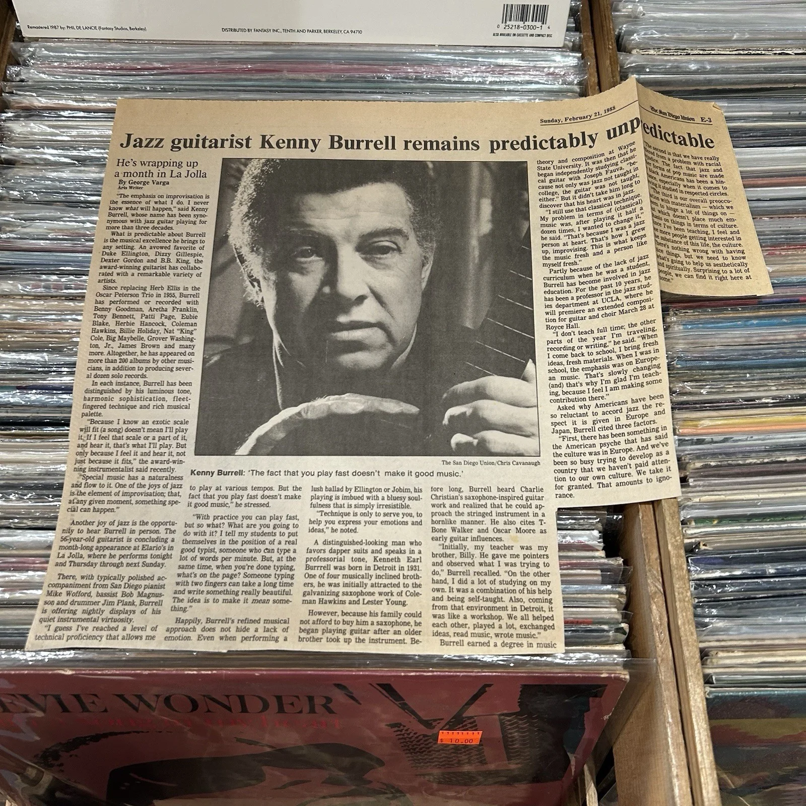 Kenny Burrell signed autographed LP SLEEVE & Newspaper Article RWB1 VP, изображение 4