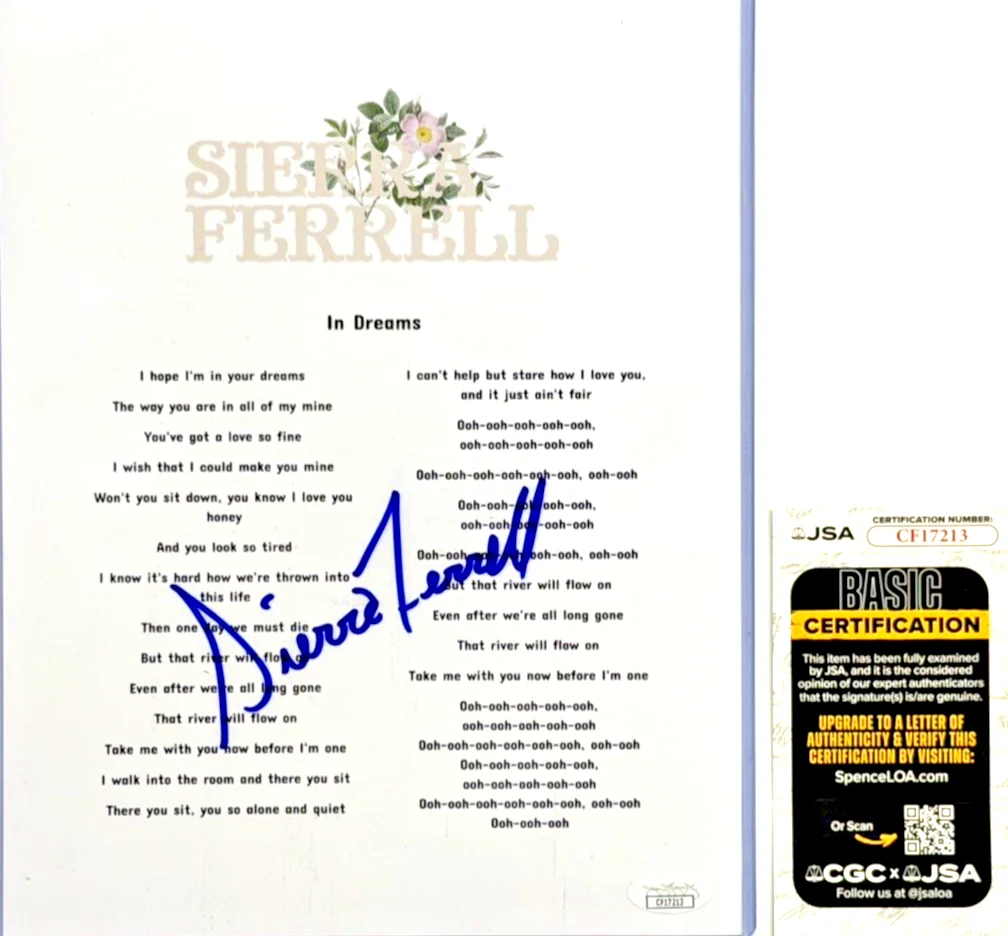 Sierra Ferrell Signed “In Dreams” Lyric Sheet Autographed JSA COA Certified, image 3