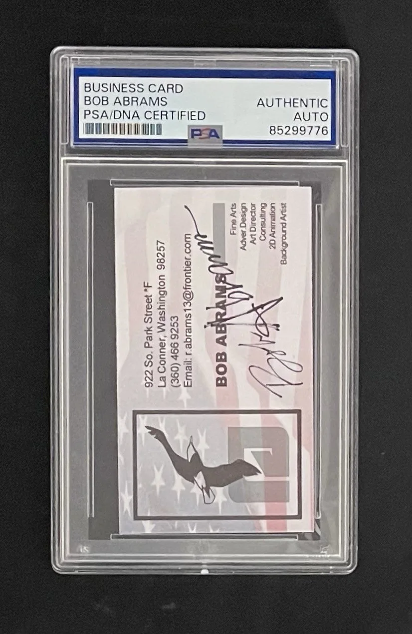 Bob Abrams — Animator Bob Abrams Signed Business Card PSA/DNA Slabbed Autograph Looney Tunes, изображение 2