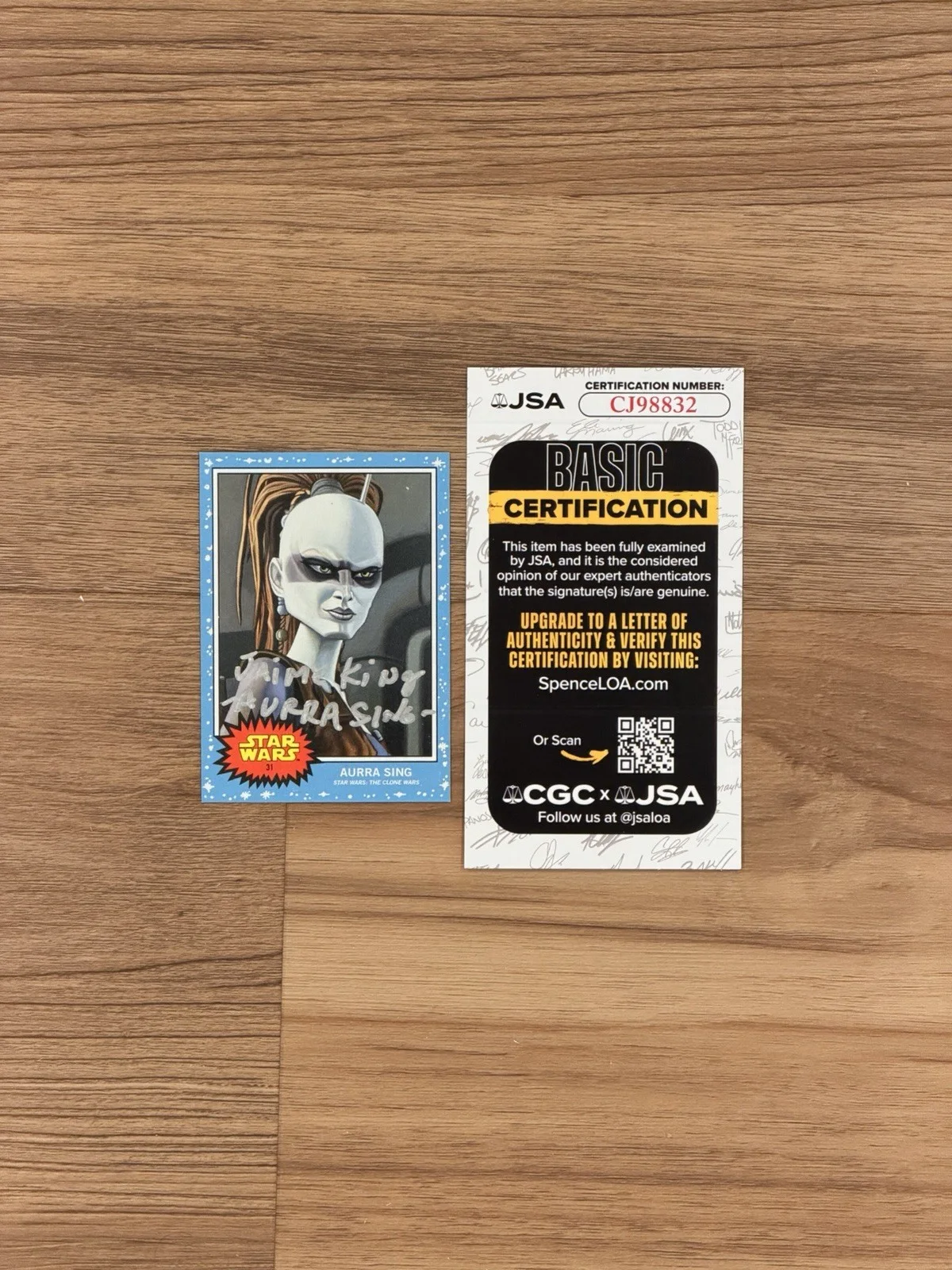 Jaime King — JSA COA Jaime King signed Aurra Sing Topps Living Set Card Art Character Name