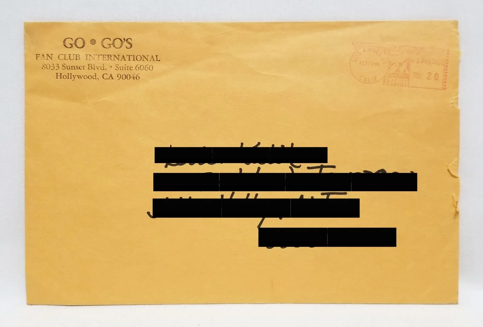 Vintage Go-Go's Gina Schock Signed Postcard with Envelope Talk Show 1985 RARE, изображение 4