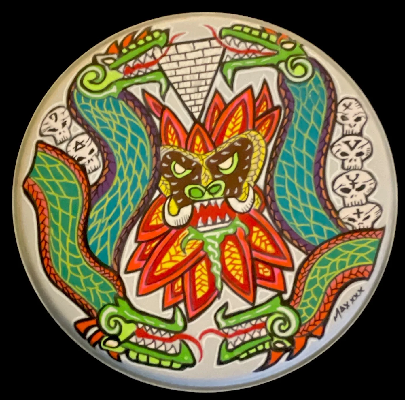 Max Cavalera Painted 15" Drumhead 1/1 Soulfly Sepultura Igor Iggor Conspiracy, image 2