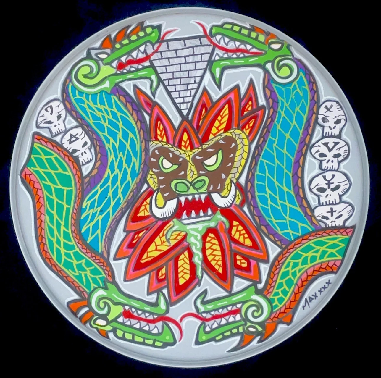 Max Cavalera Painted 15" Drumhead 1/1 Soulfly Sepultura Igor Iggor Conspiracy, image 4