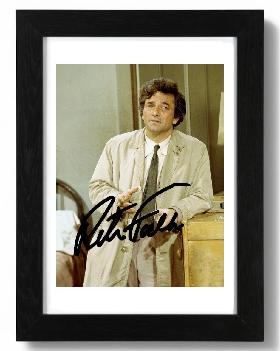 Peter Falk Signed Autograph PHOTO Pre Print Film 6x4/A4/A4 Framed Columbo, изображение 2