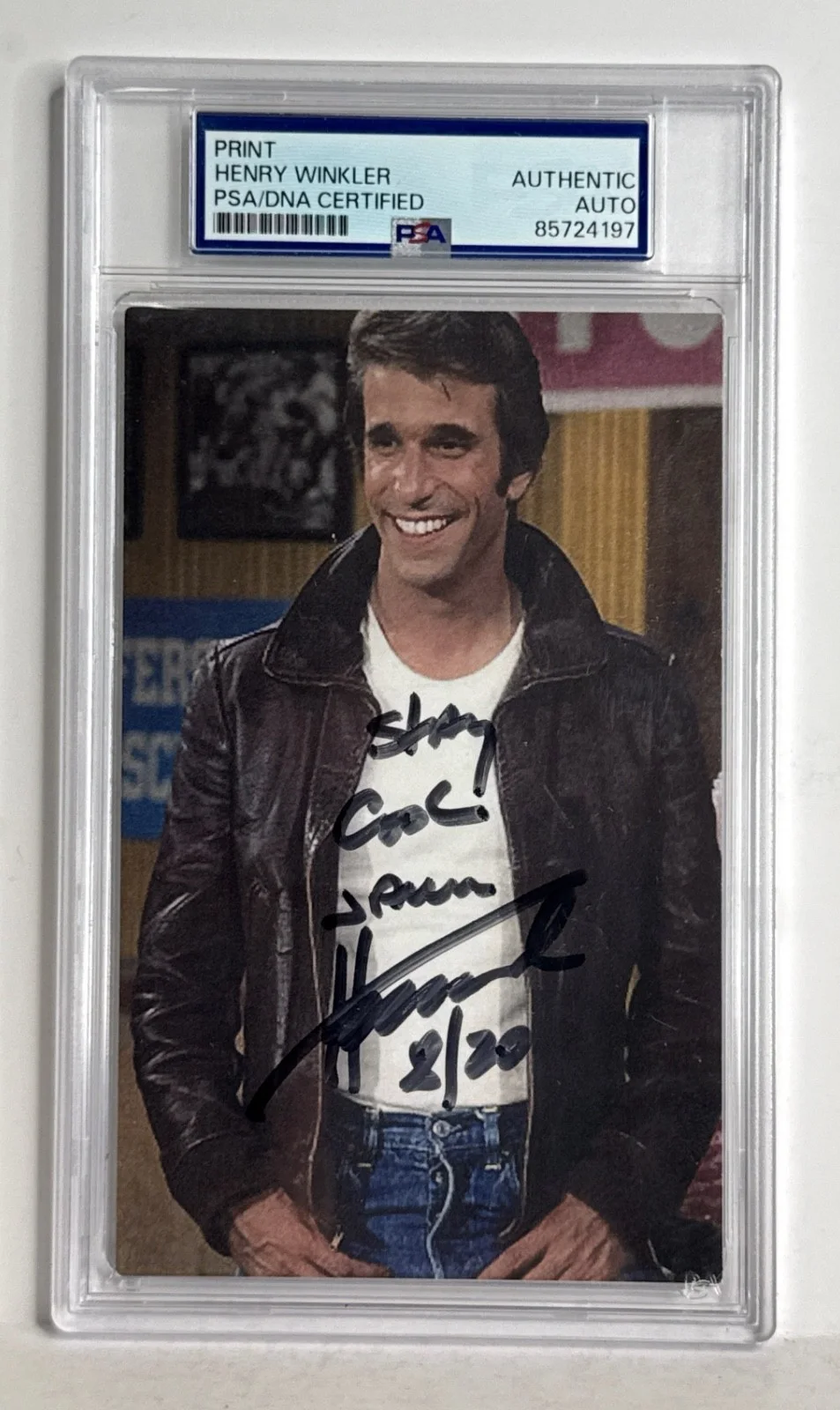 Henry Winkler — Henry Winkler Signed 3 1/2 x 5 1/2 Happy Days Fonzi Photo PSA 85724197, изображение 2