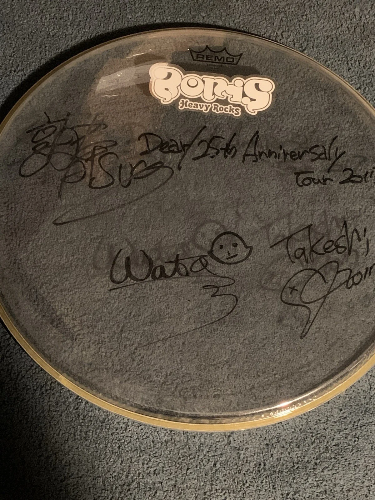 Boris Signed Drum Head Fully Autographed by all members Japan Heavy Rocks Used, изображение 3