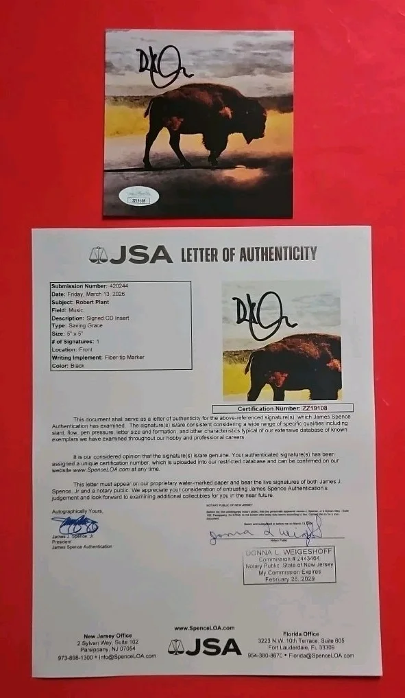 ROBERT PLANT CD "SAVING GRACE" WITH SIGNED PHOTO ART CARD + JSA COA Led Zeppelin, image 4
