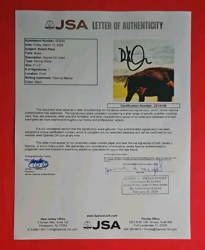 ROBERT PLANT CD "SAVING GRACE" WITH SIGNED PHOTO ART CARD + JSA COA Led Zeppelin, image 5