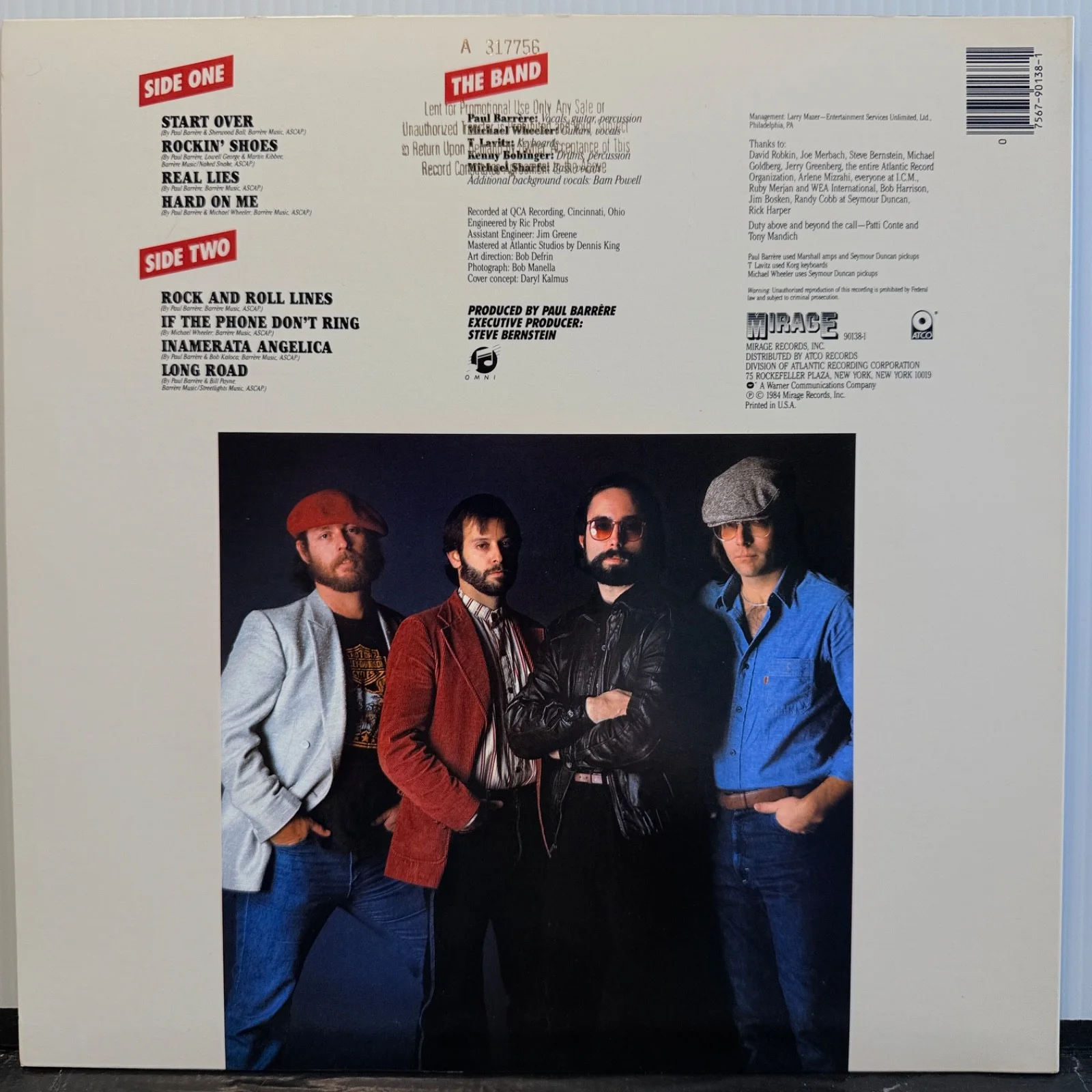 AUTOGRAPHED- PAUL BARRERE (Little Feat) "Real Lies" 90138 NM PROMO STAMP ON BACK, изображение 3