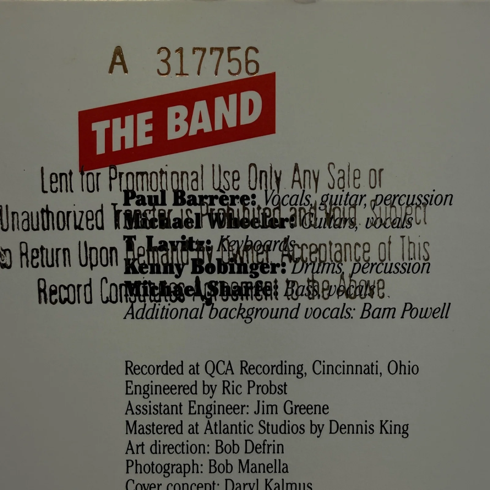 AUTOGRAPHED- PAUL BARRERE (Little Feat) "Real Lies" 90138 NM PROMO STAMP ON BACK, изображение 4