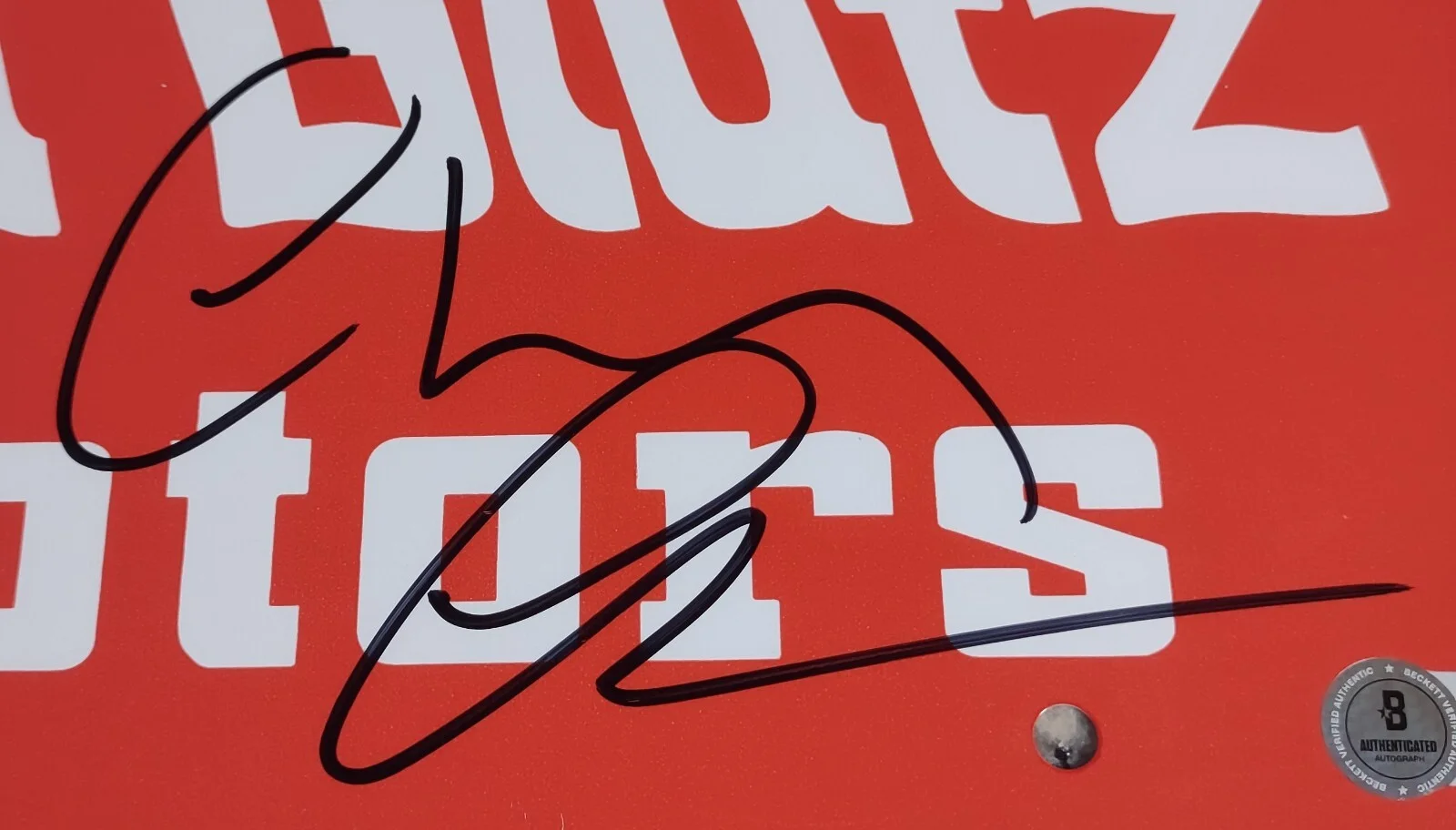 Chevy Chase Signed Clark Griswold LOU GLUTZ MOTORS License Plate Beckett BAS, изображение 2