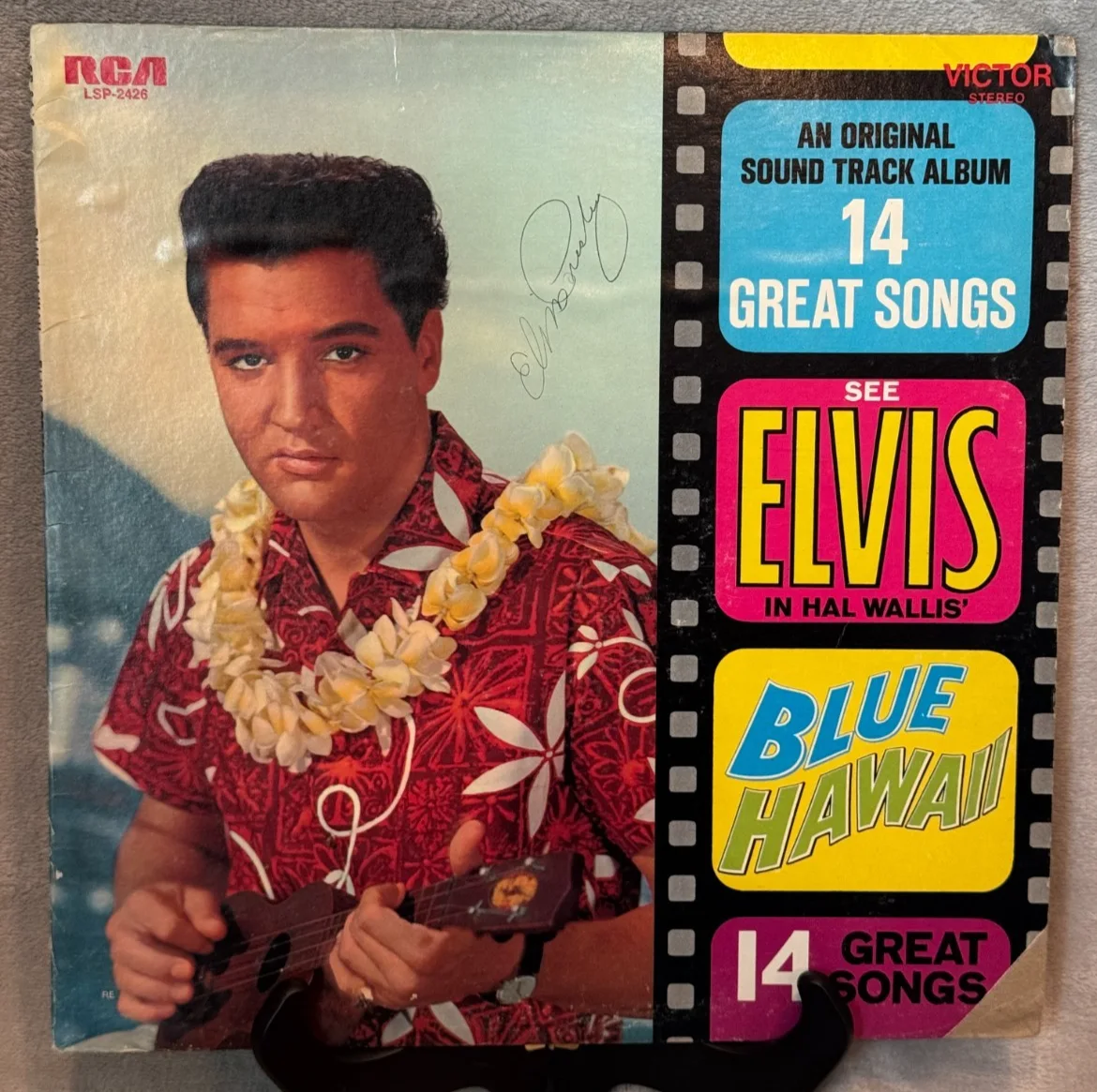 Elvis Presley - Signed Album Sleeve for Blue Hawaii w/ Record, изображение 3