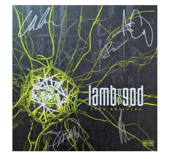 Lamb of God Into Oblivion SIGNED Vinyl LP Poltergeist Grey Marble Sold out!, image 2