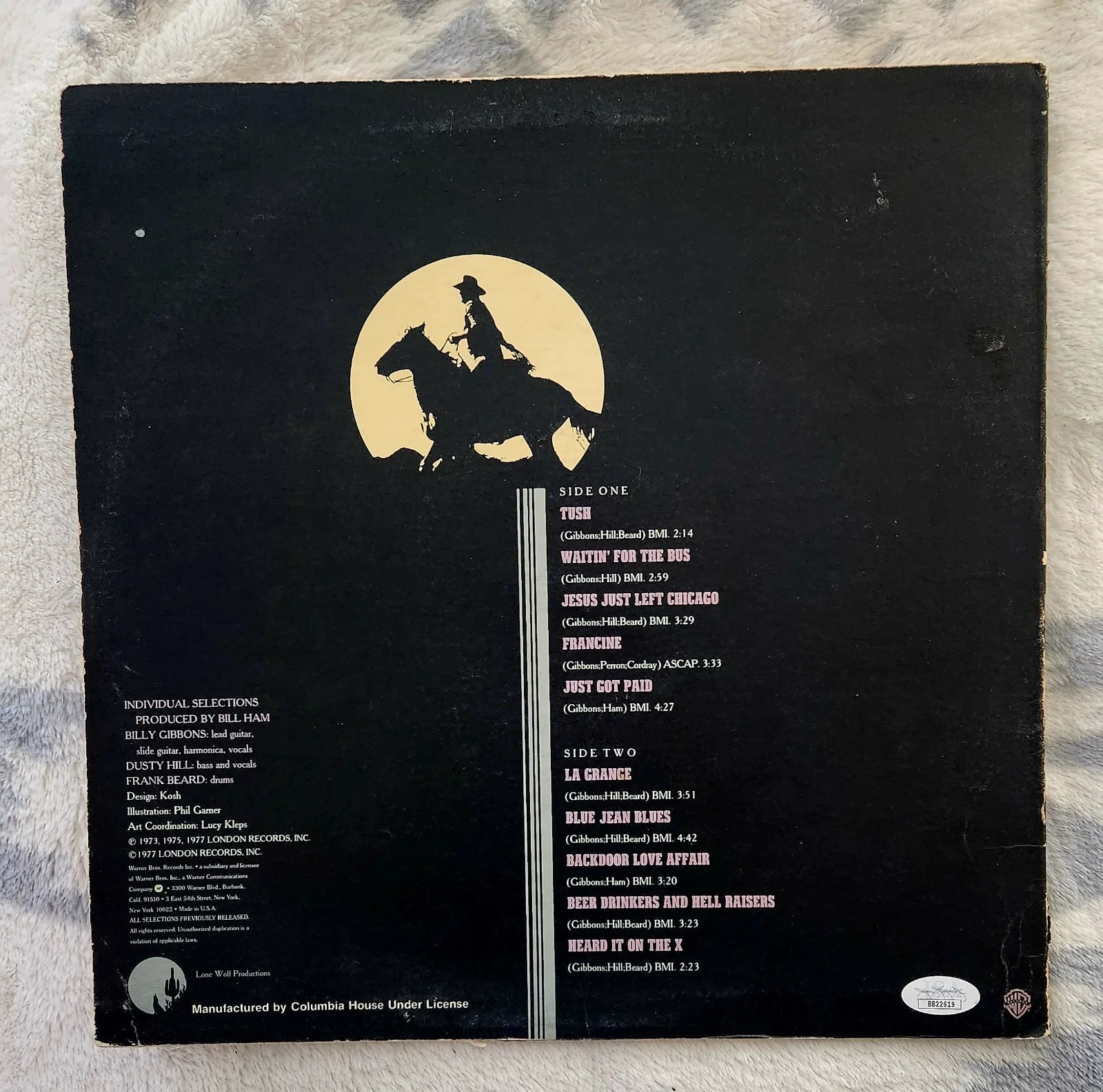 ZZ TOP THE BEST OF ZZ TOP ALBUM COVER SIGNED BY BILLY GIBBONS DUSTY HILL JSA LOA, изображение 4
