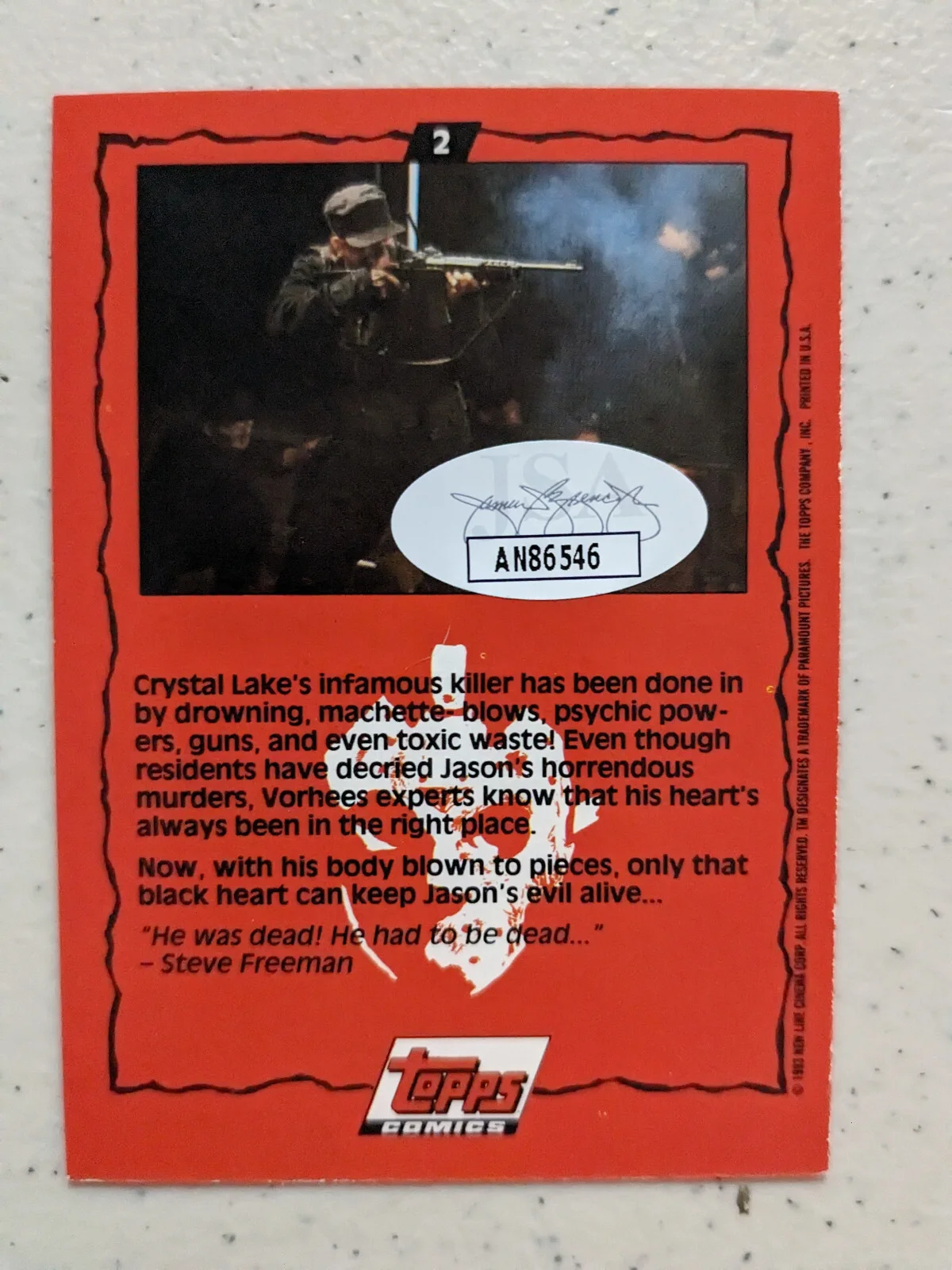 KANE HODDER Signed TRADING CARD Jason Voorhees Friday the 13th Hell JSA COA B, изображение 2