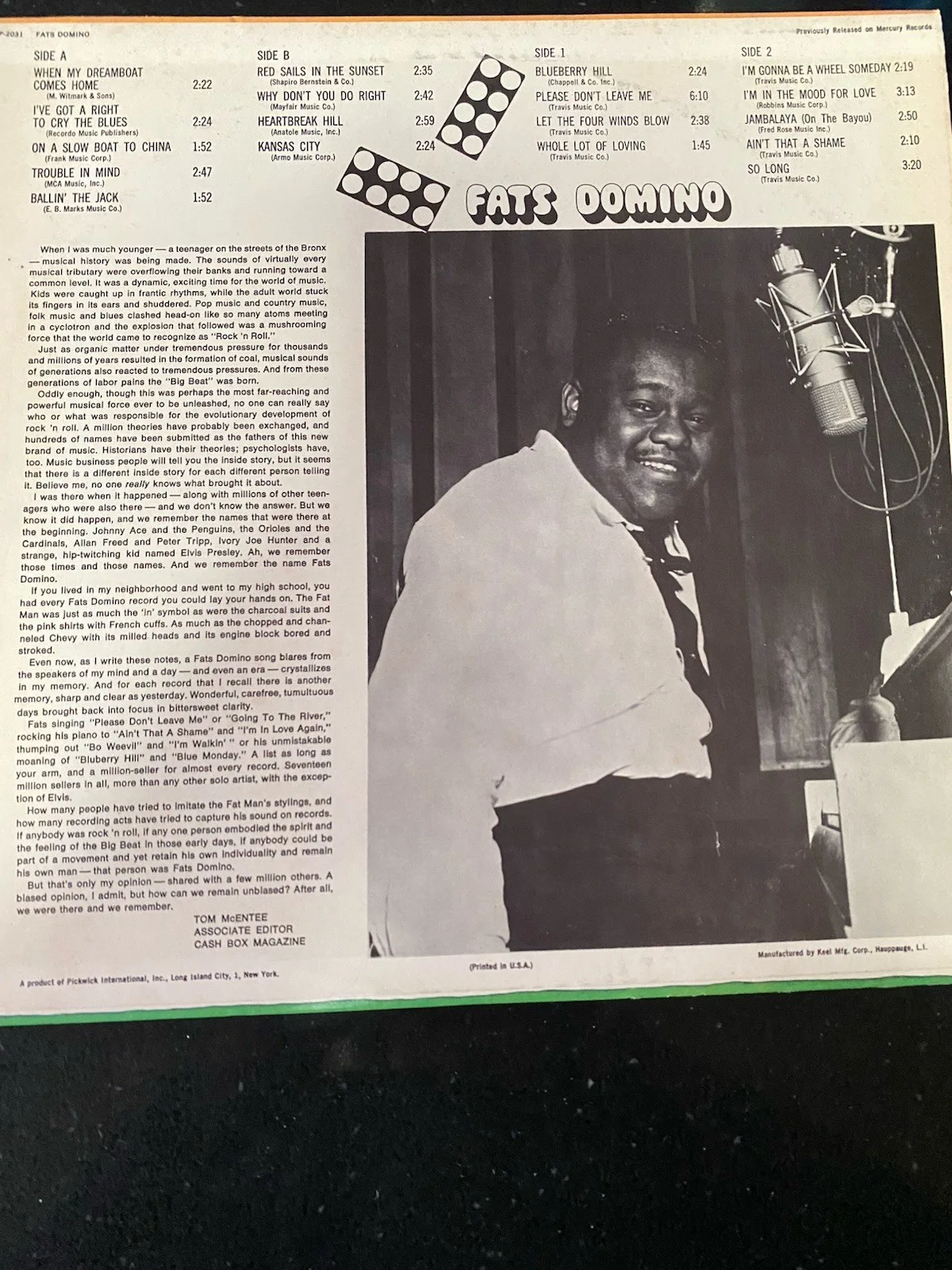 Fats Domino signed LP Album Cover 2 LPs, изображение 2
