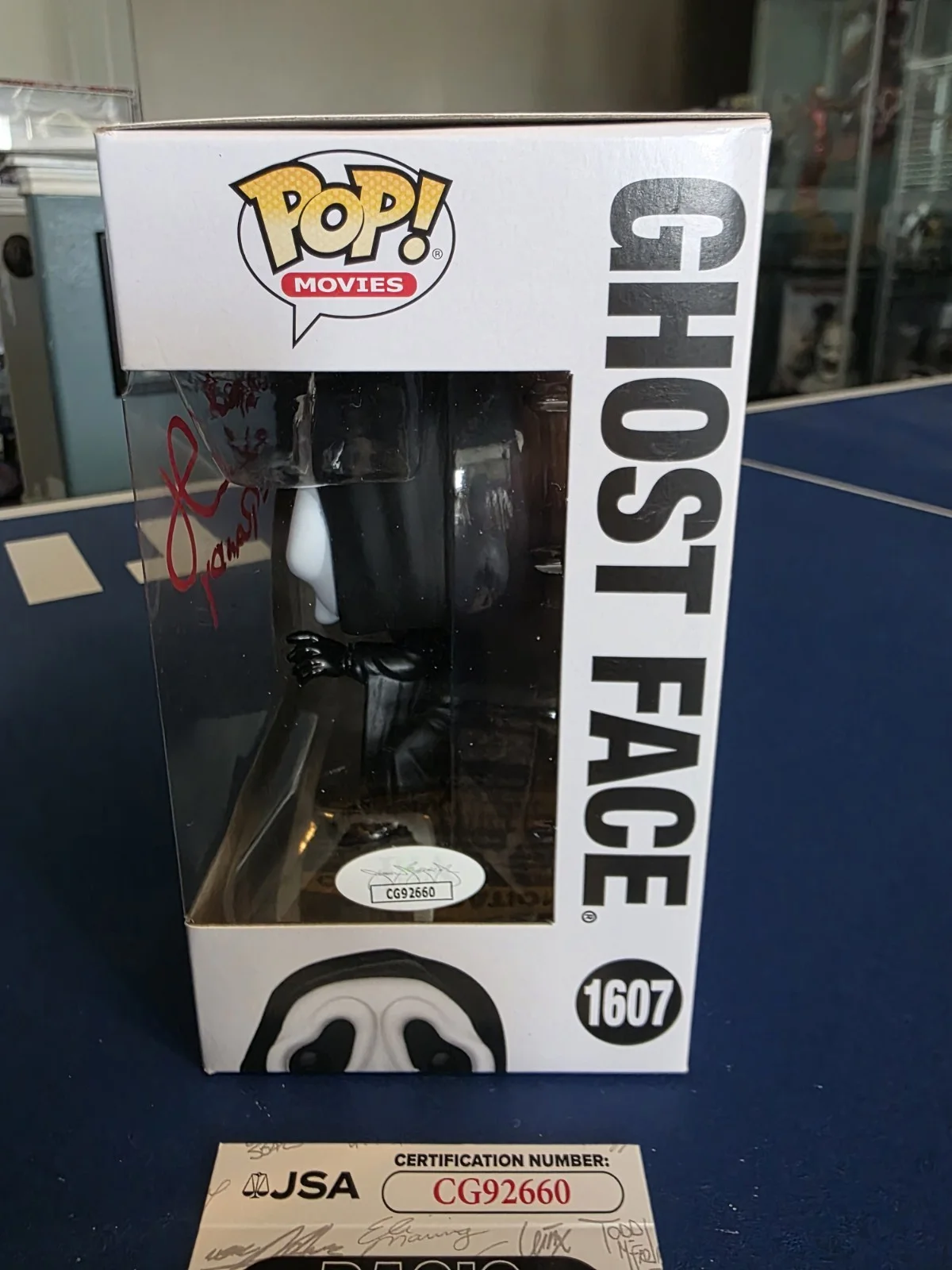 Jamie Kennedy (Randy)signed GhostFace Funko 1607 JSA SCREAM with soft Protector, image 2