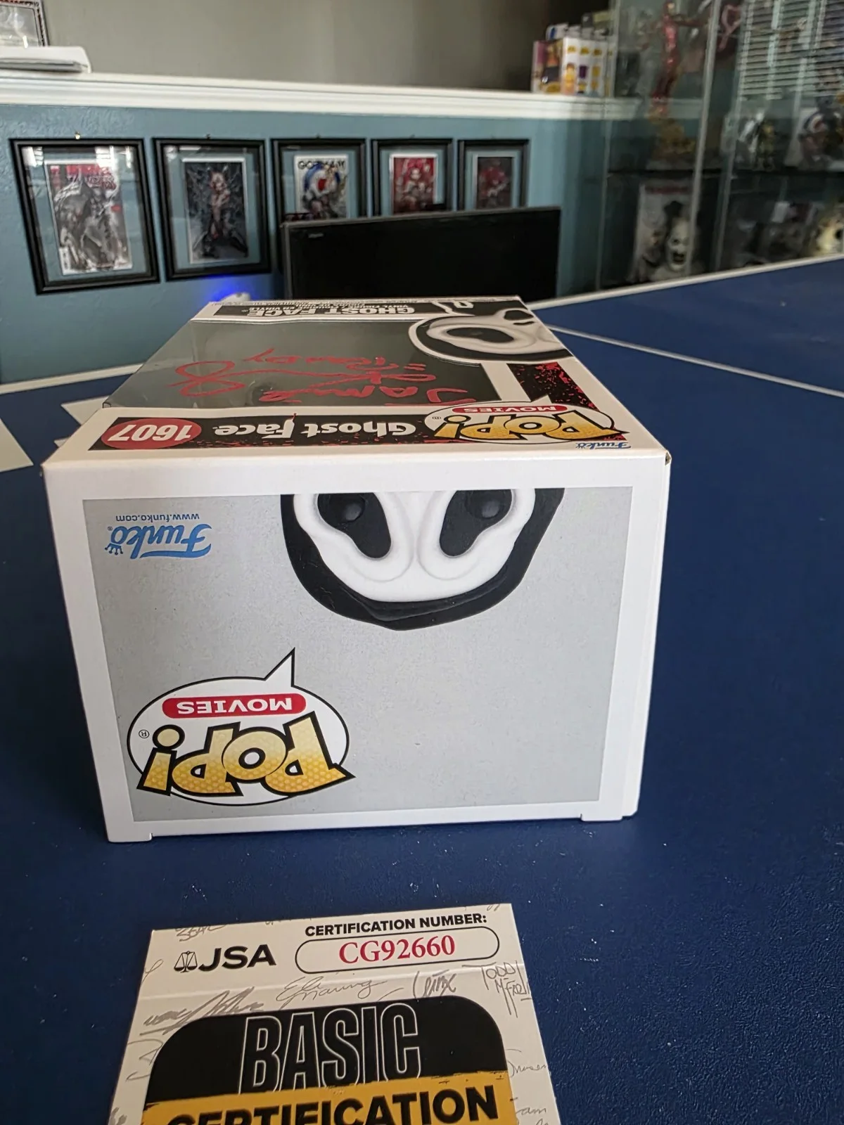 Jamie Kennedy (Randy)signed GhostFace Funko 1607 JSA SCREAM with soft Protector, image 5