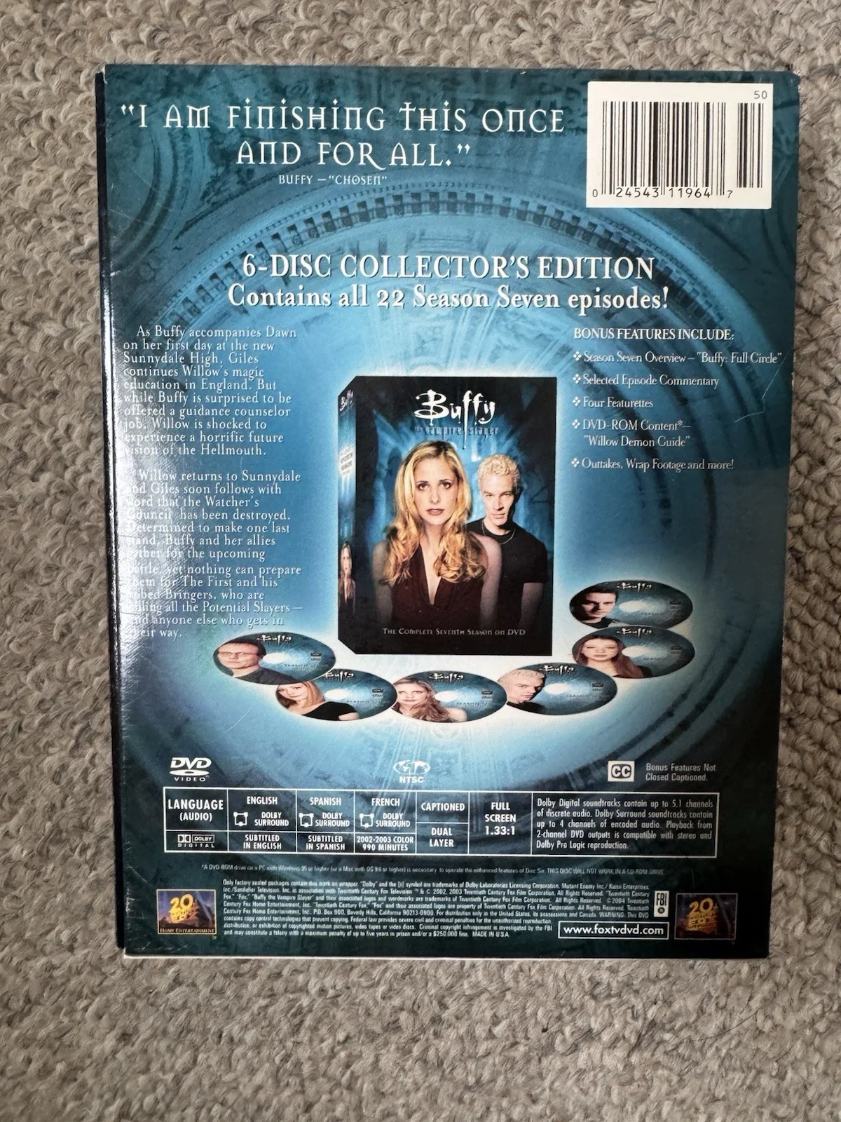 Nicholas Brendon — Buffy the Vampire Slayer Season 7 DVD SIGNED NICHOLAS BRENDON AUTOGRAPH MARSTERS, изображение 5