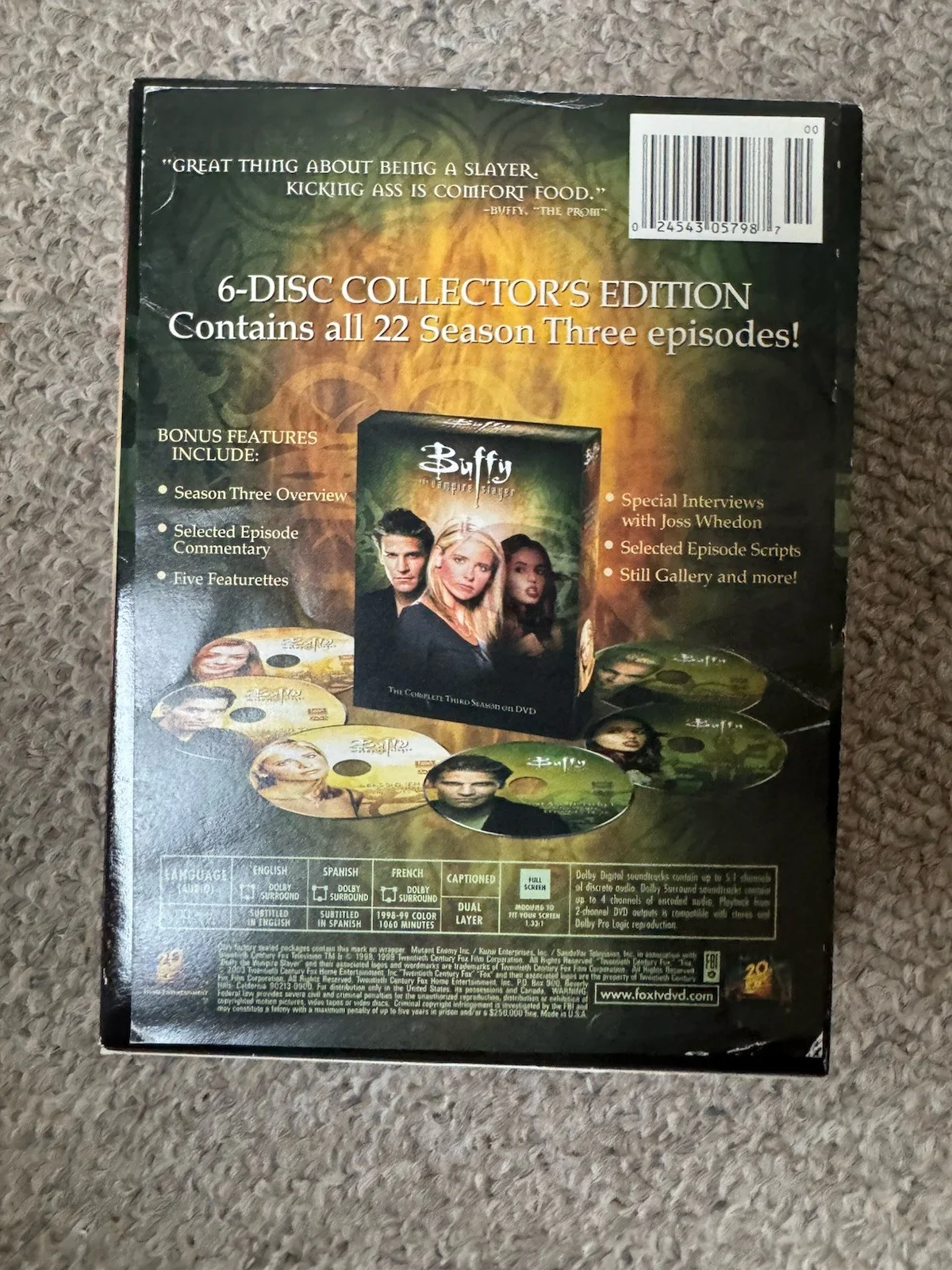 Nicholas Brendon — Buffy the Vampire Slayer Season 3 DVD SIGNED NICHOLAS BRENDON AUTOGRAPH MARSTERS, изображение 5