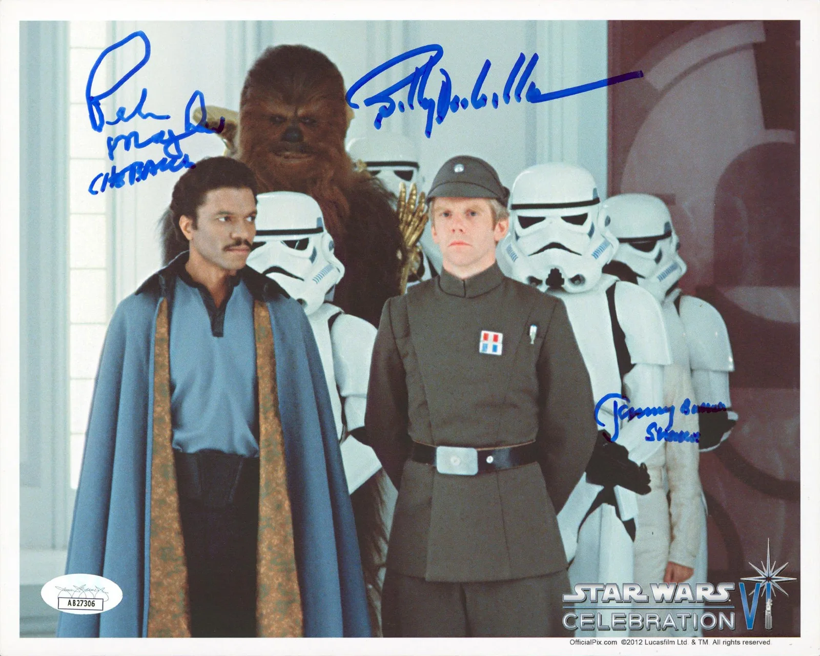 Jeremy Bulloch, Billy Dee Williams & Peter Mayhew — Star Wars (3) Bulloch, Williams & Mayhew Signed 8x10 Photo Official Pix JSA