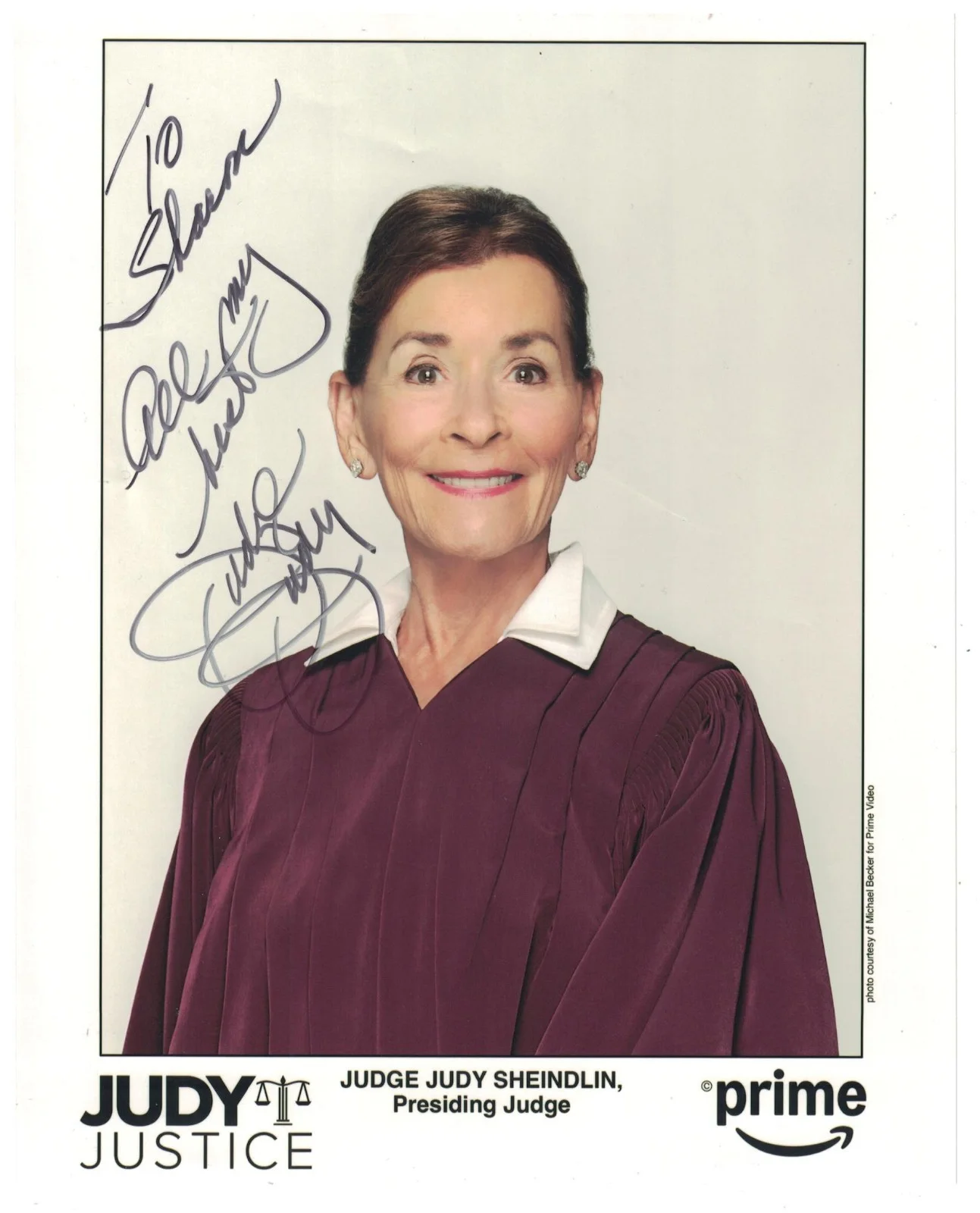 Judge Judy Sheindlin — Judge Judy Sheindlin Signed Autographed 8 x 10 Photo B