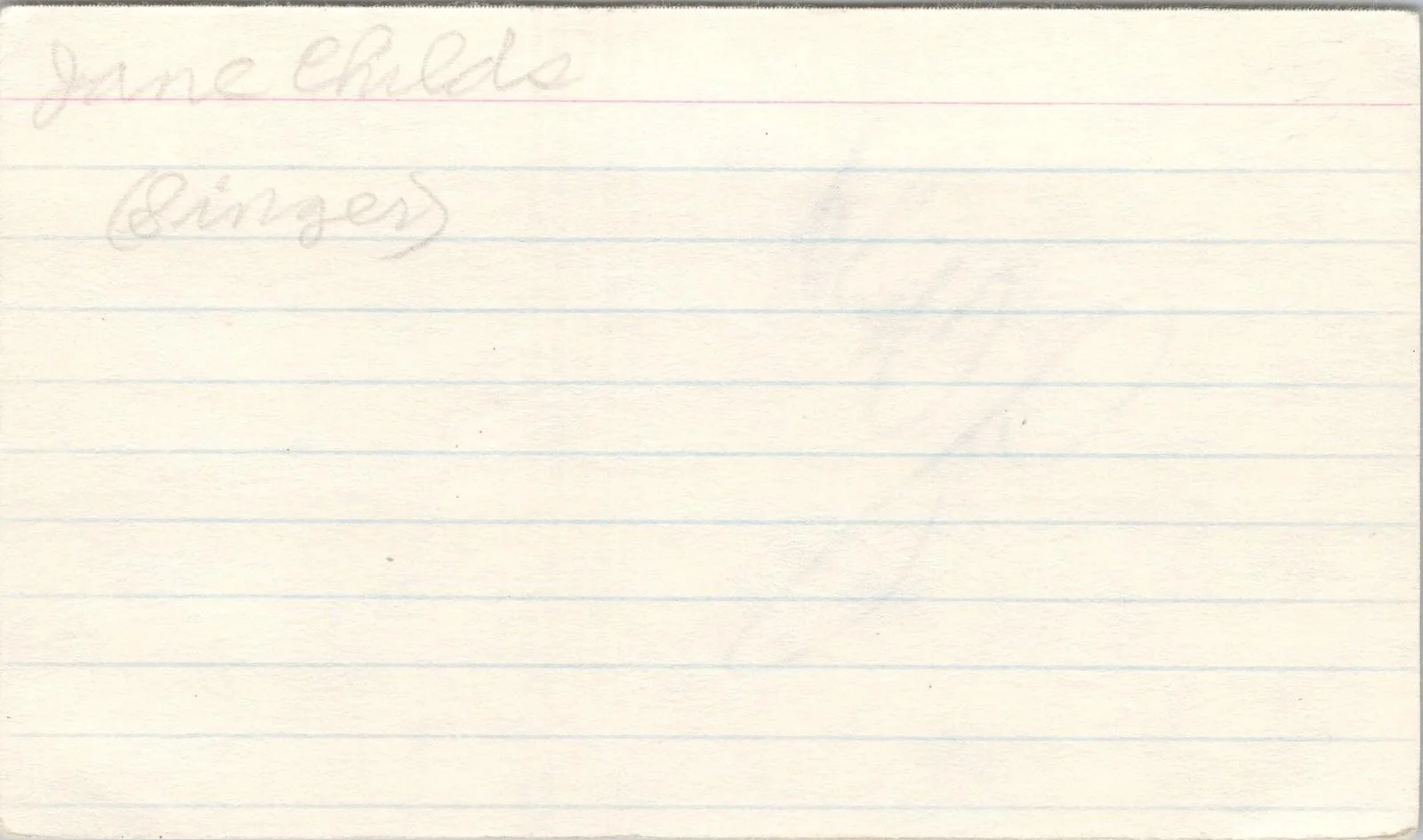 Jane Child — Jane Child Signed 3x5 Index Card Singer Autographed, image 2