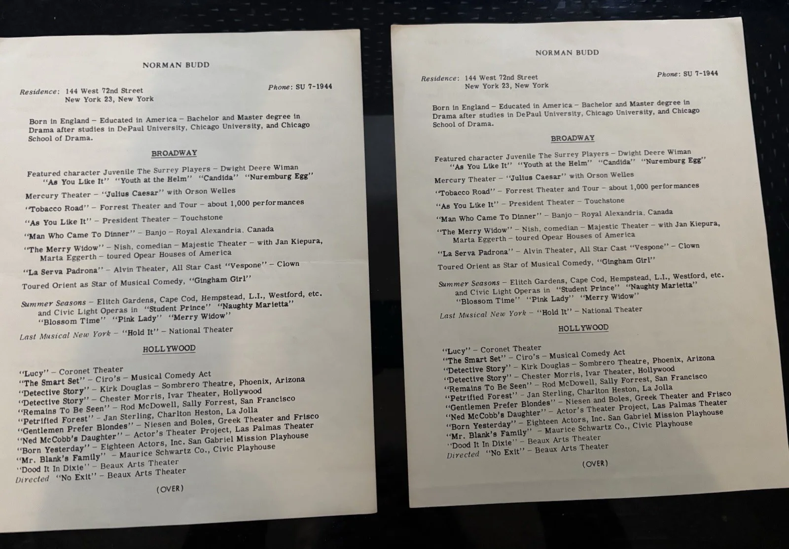Norman Budd — Norman Budd Biography File For Theatre World, image 2