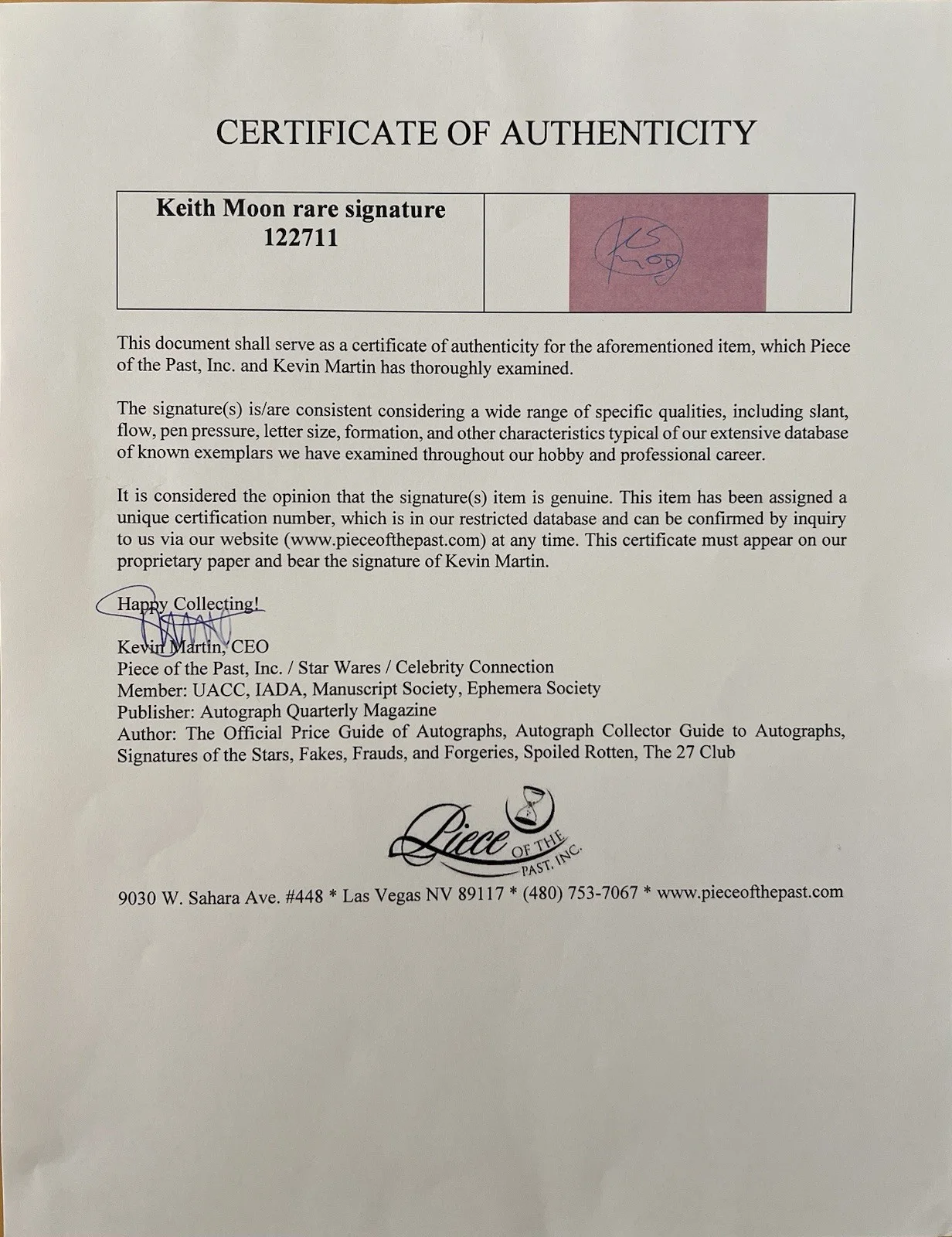 Keith Moon Signed Index Card W/COA Autograph Drummer For “The Who”, изображение 2