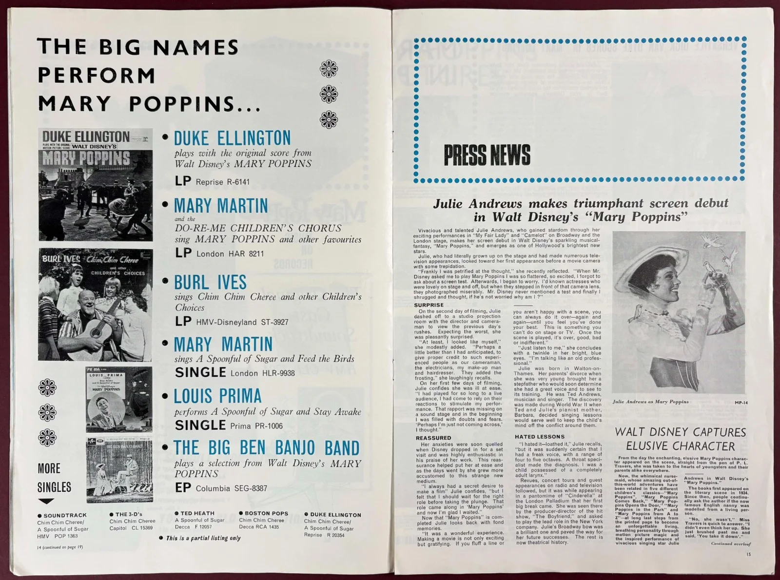Mary Poppins ORIGINAL UK Press Campaign Book Julie Andrews Dick van Dyke Disney, изображение 3