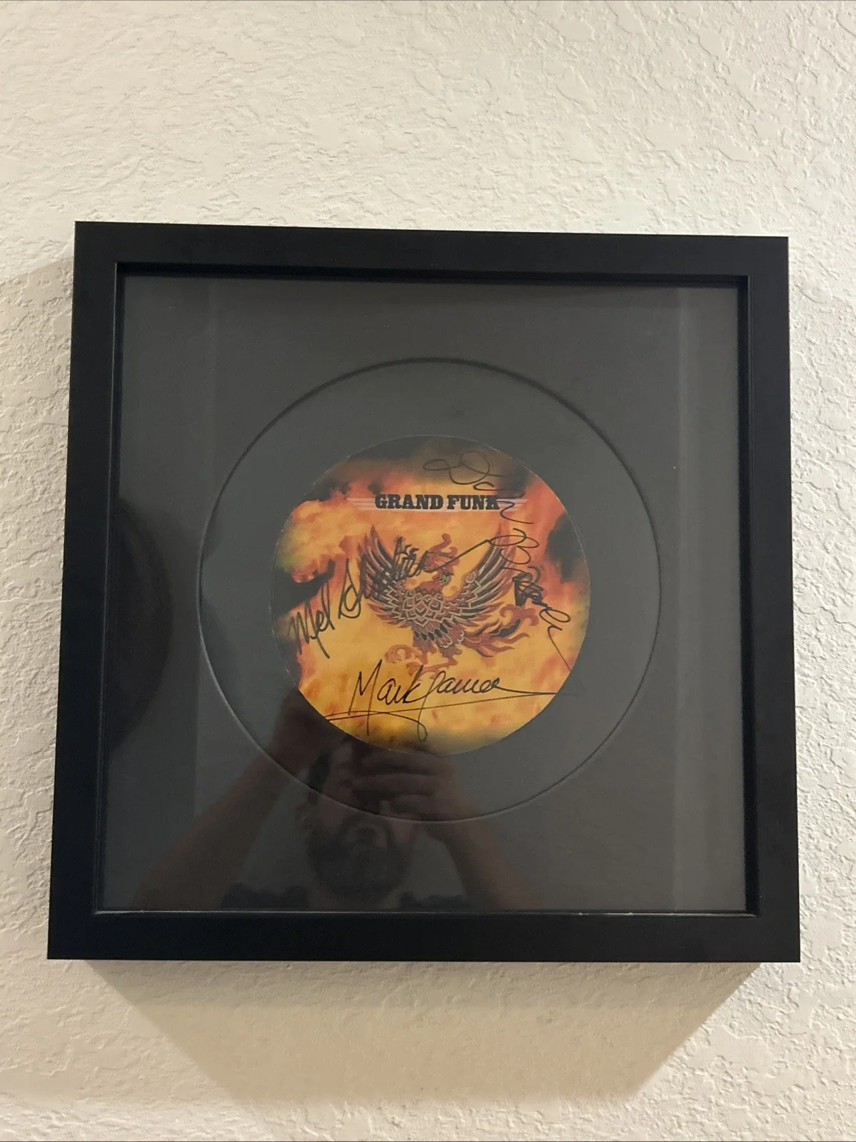 Grand Funk Railroad Signed Drum Head 3 Autos w/ COA Framed Mark Farner Brewer, изображение 3