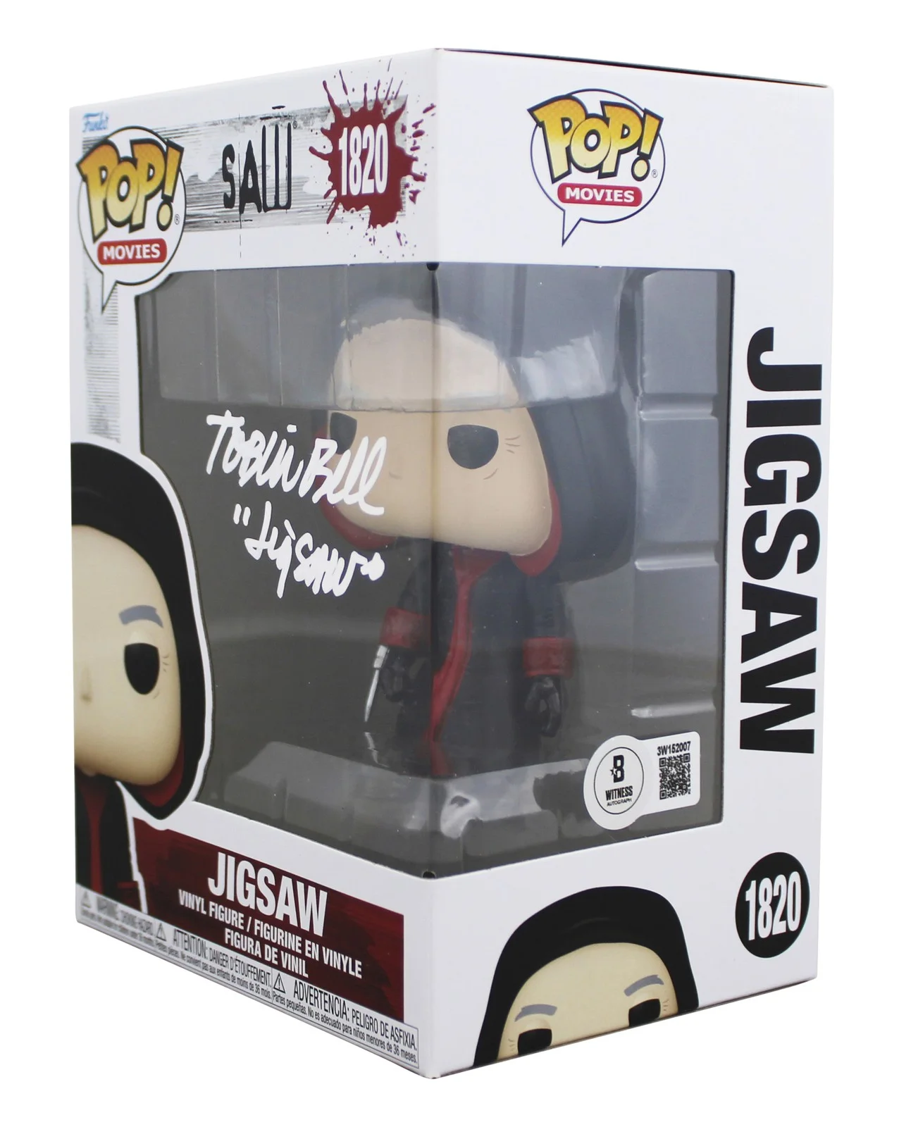 Tobin Bell — Tobin Bell Saw "Jigsaw" Signed #1820 Funko Pop Vinyl Figure W/ White Sig BAS Wit, изображение 2