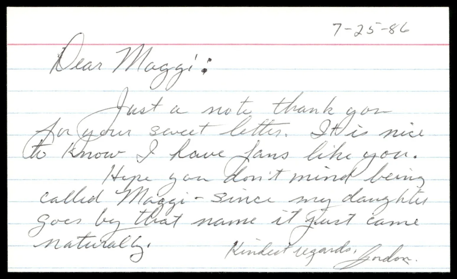 Actor Gordon Jump Letter & Signed Index Card- Rare Vintage Autograph, image 2
