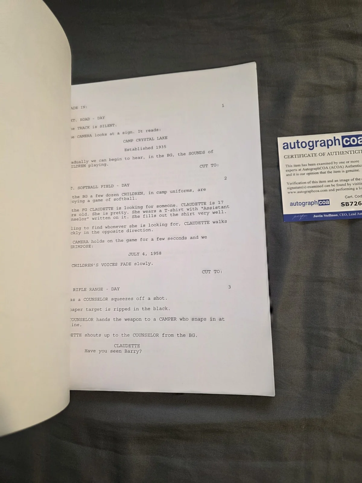 Friday The 13th Script Signed By Ari Lehman Kevin Bacon And Adrienne King Rare, image 4
