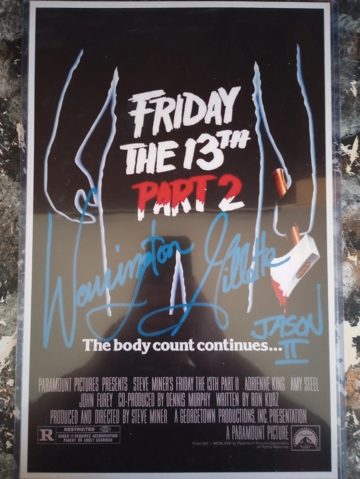 Warrington — Warrington GILLETTE Signed 11x17 Poster Friday the 13th Pt 2 Jason